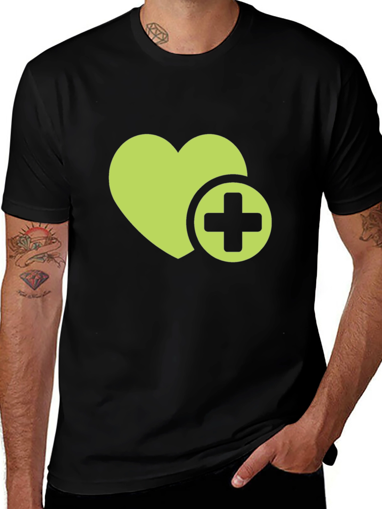 Variant 3 of Green Heart Plus Symbol Graphic T-Shirt