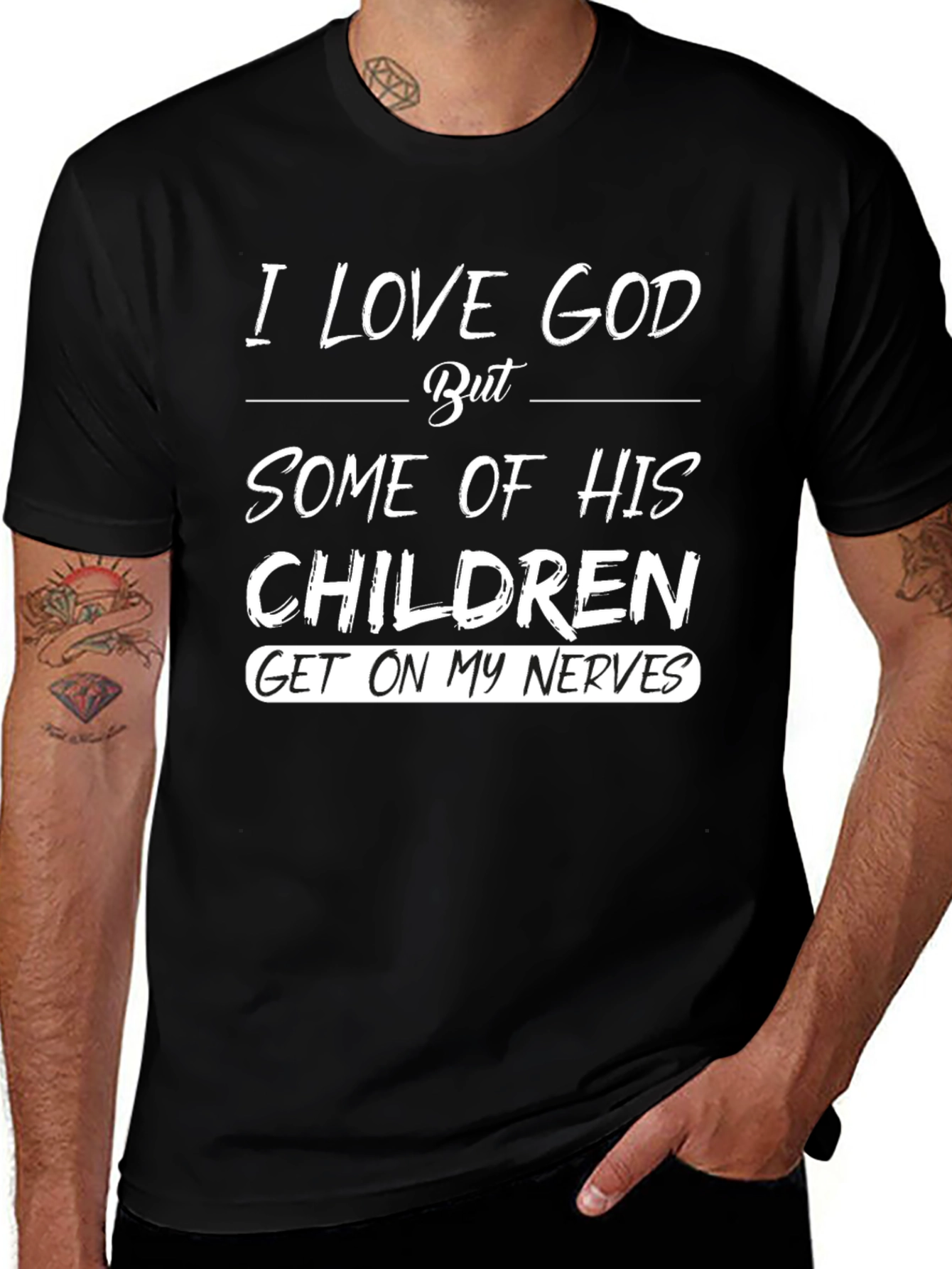 Variant 22 of I Love God T-Shirt Funny Christian Humor Graphic Tee