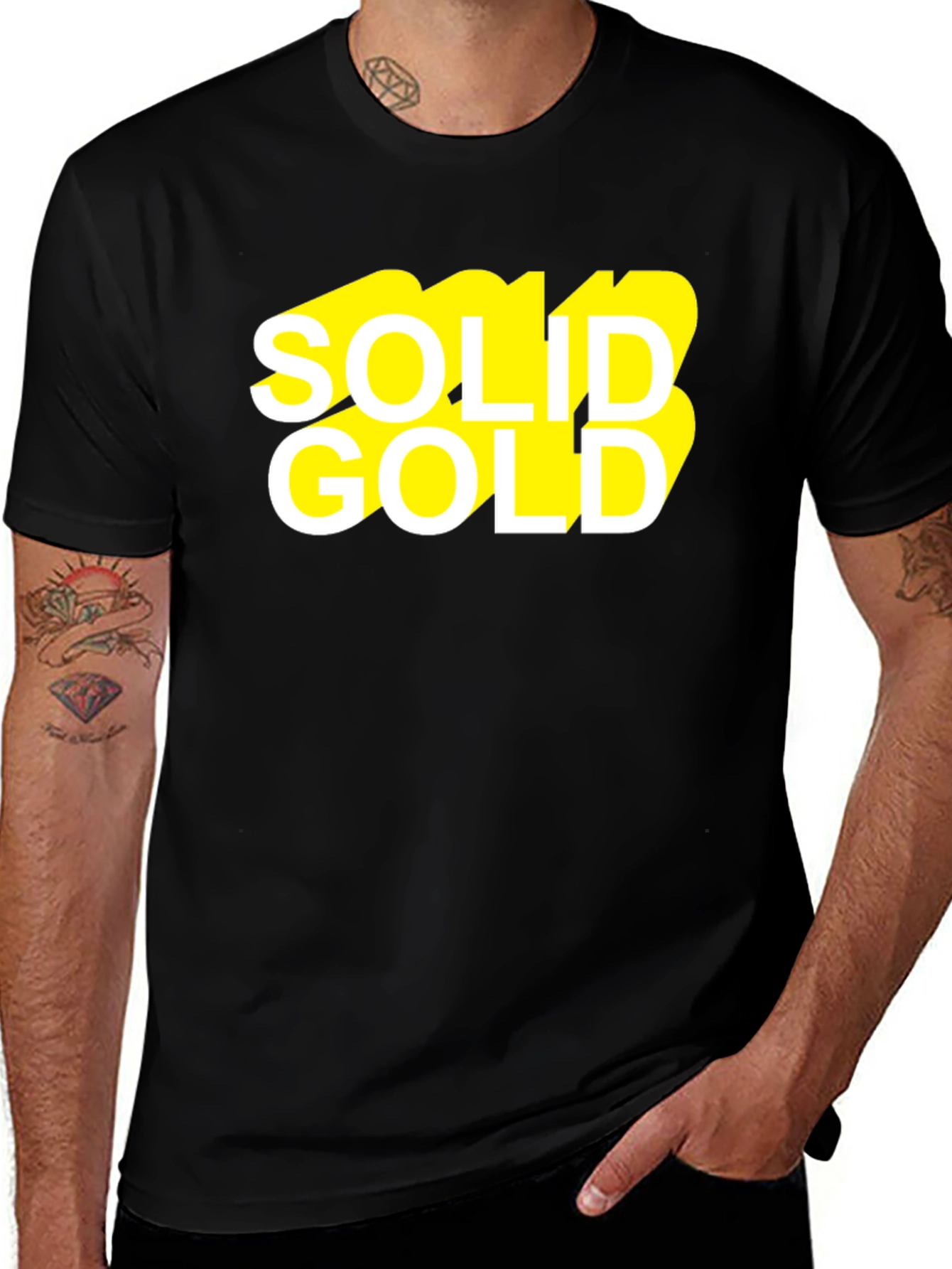 Variant 2 of Solid Gold Graphic Black T-Shirt