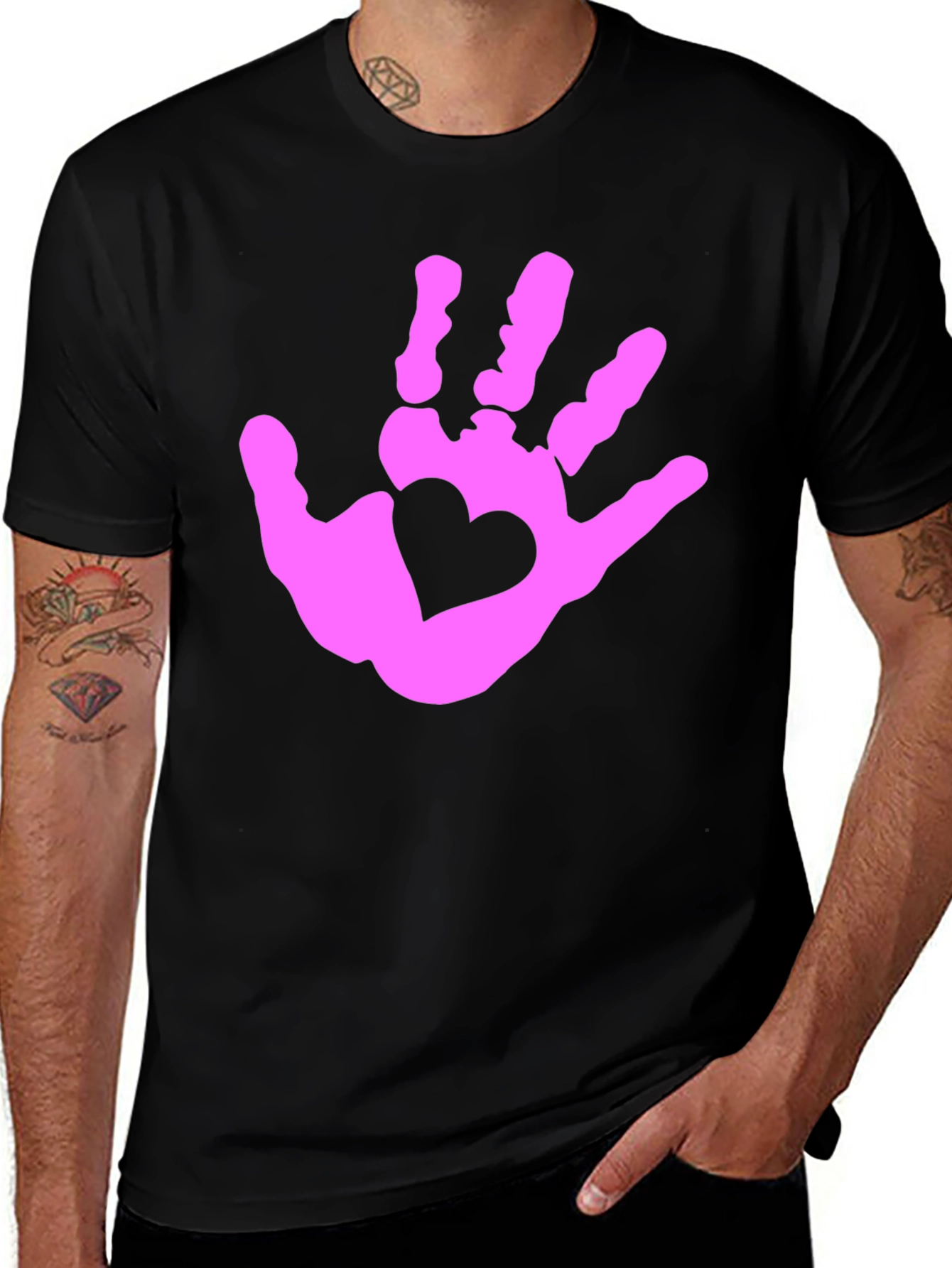 Variant 3 of Heart Handprint Graphic Tee - Black