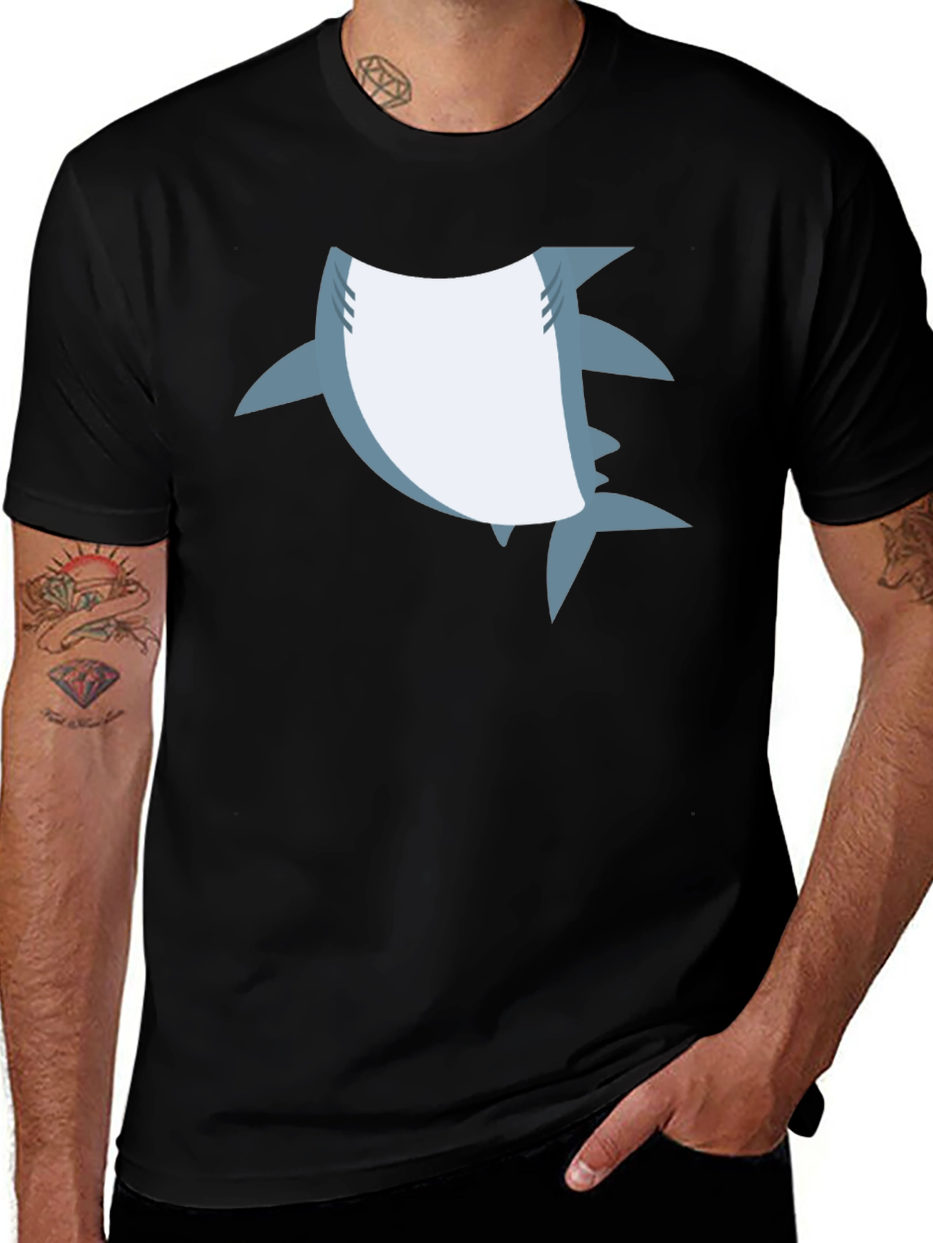 Variant 23 of Shark Graphic Black T-Shirt - Men's Casual Tee