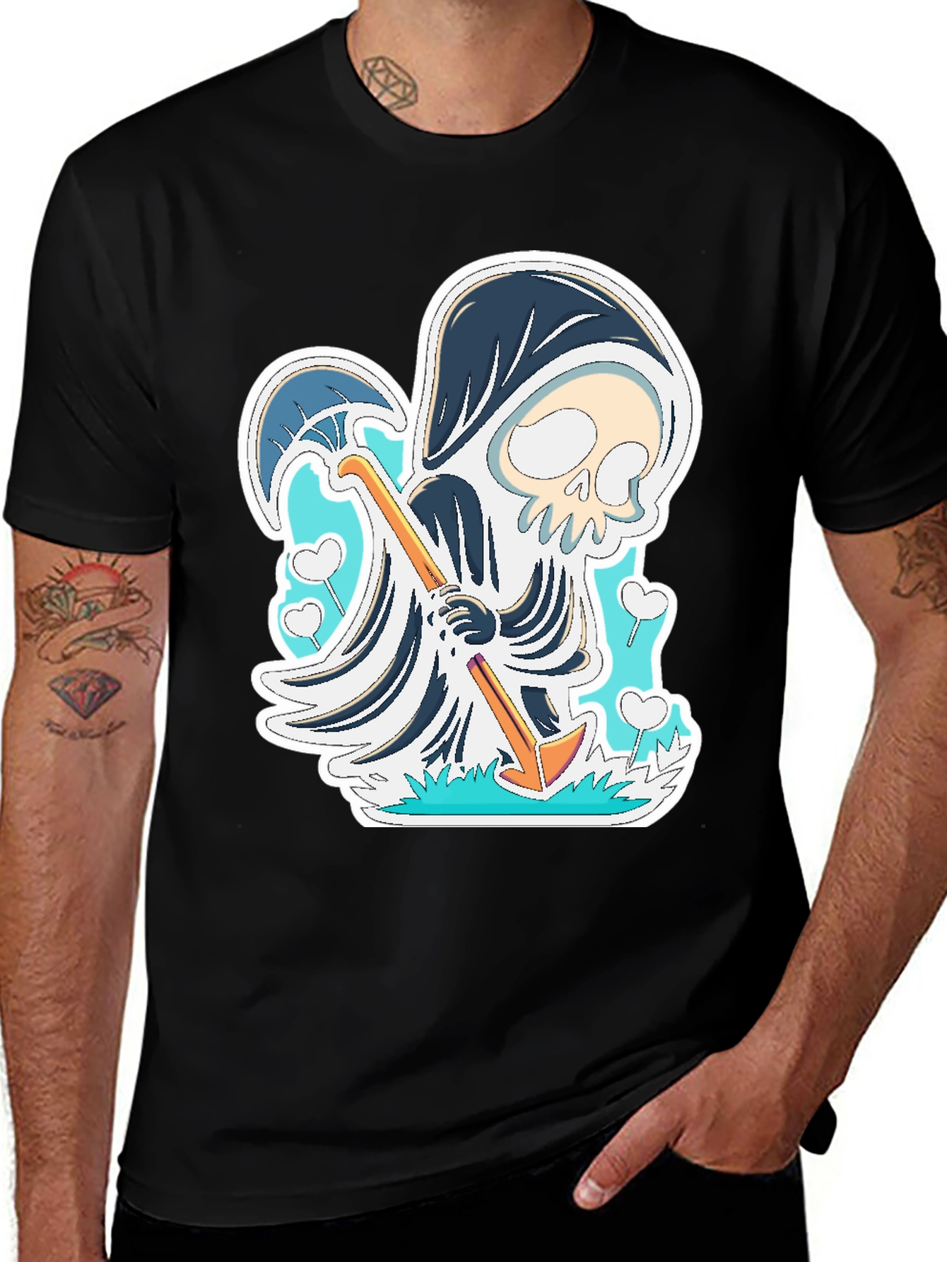 Variant 15 of Grim Reaper Graphic Tee - Creepy Cute Style