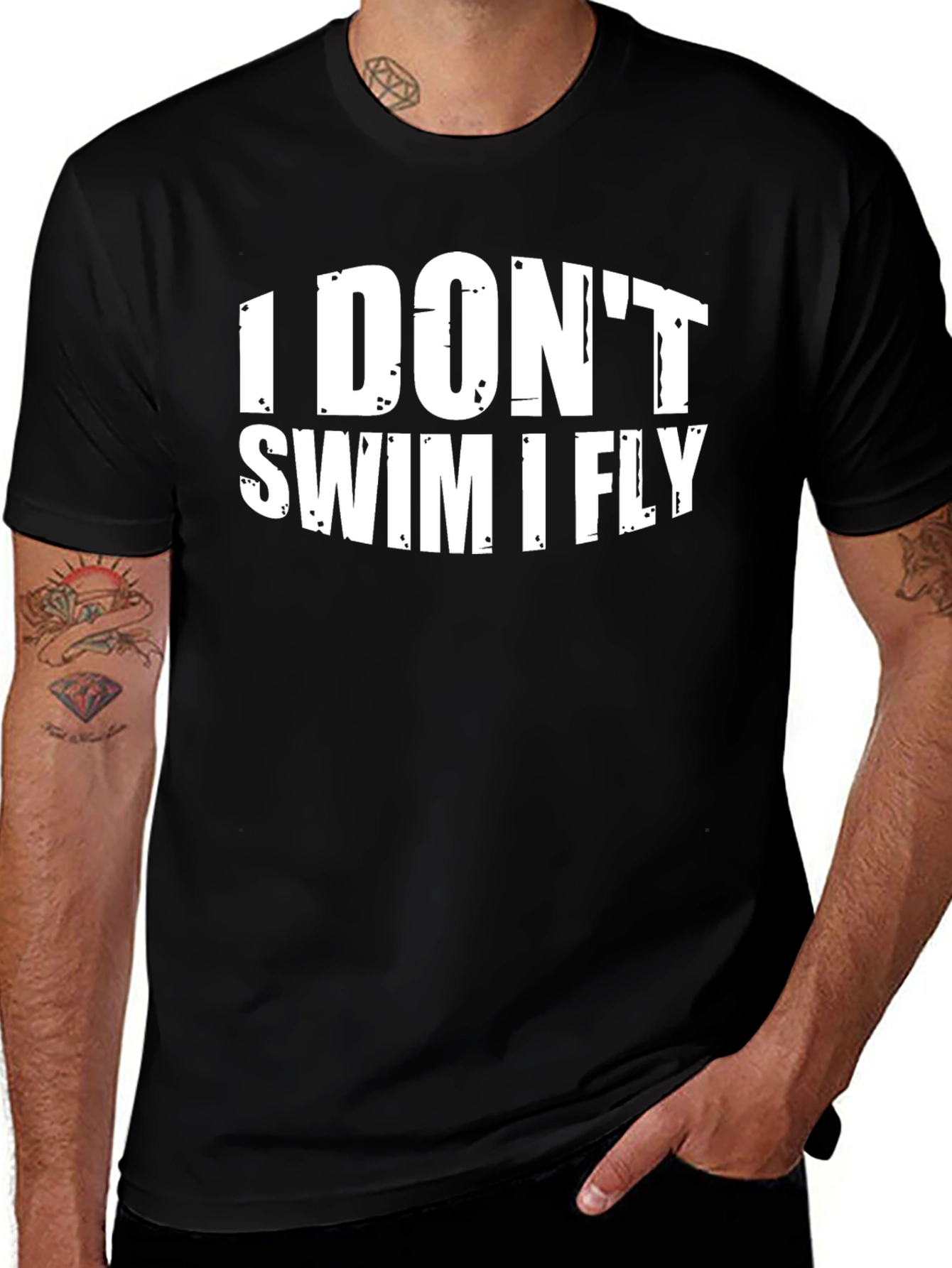 Black I Don't Swim I Fly Graphic Tee main image