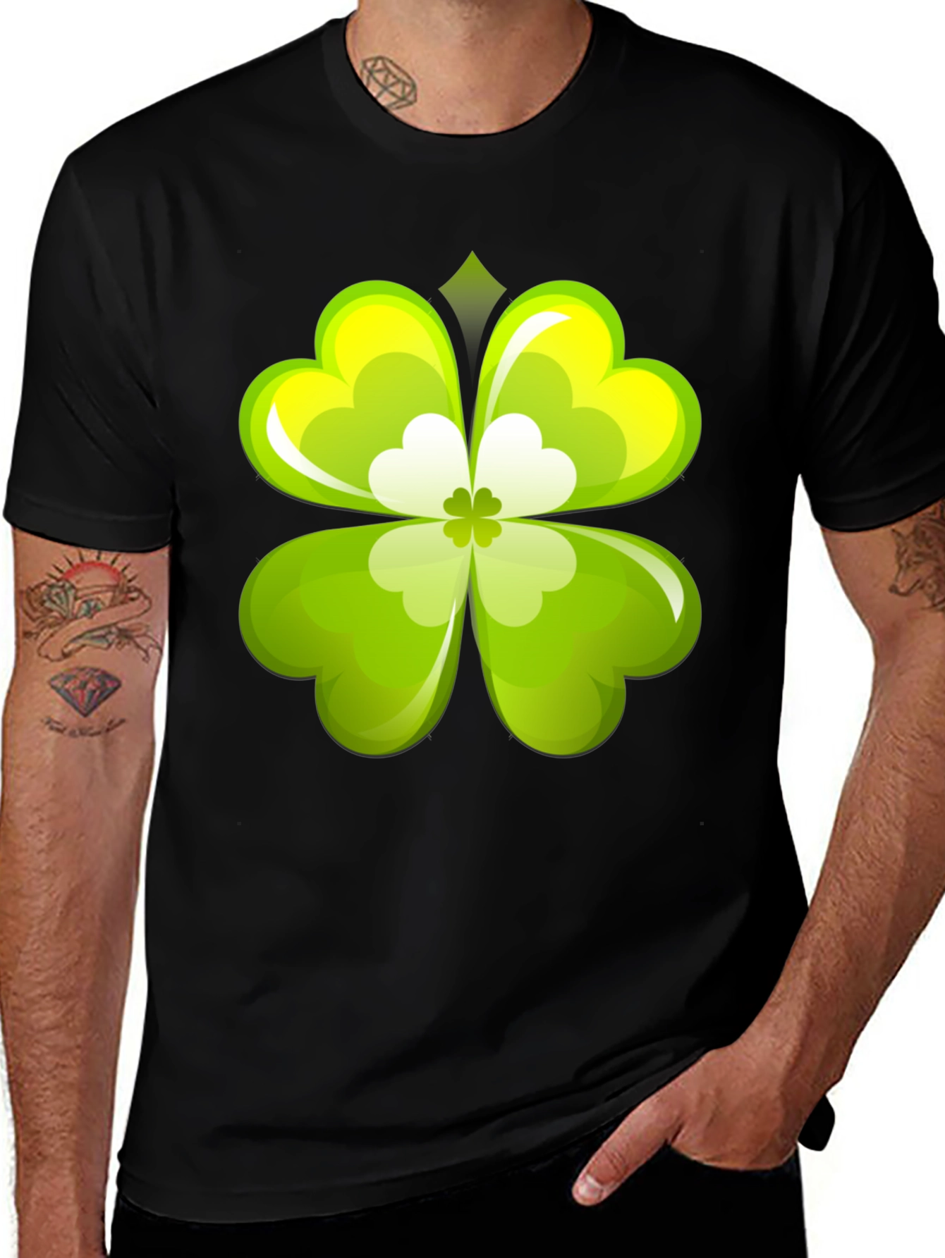 Black Lucky Clover Graphic Tee - Black main image