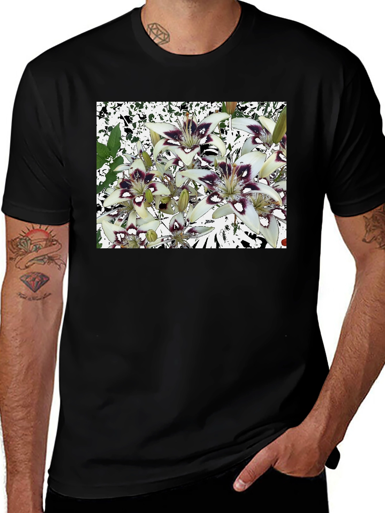 Variant 5 of Floral Lily T-Shirt - Bold Botanical Design