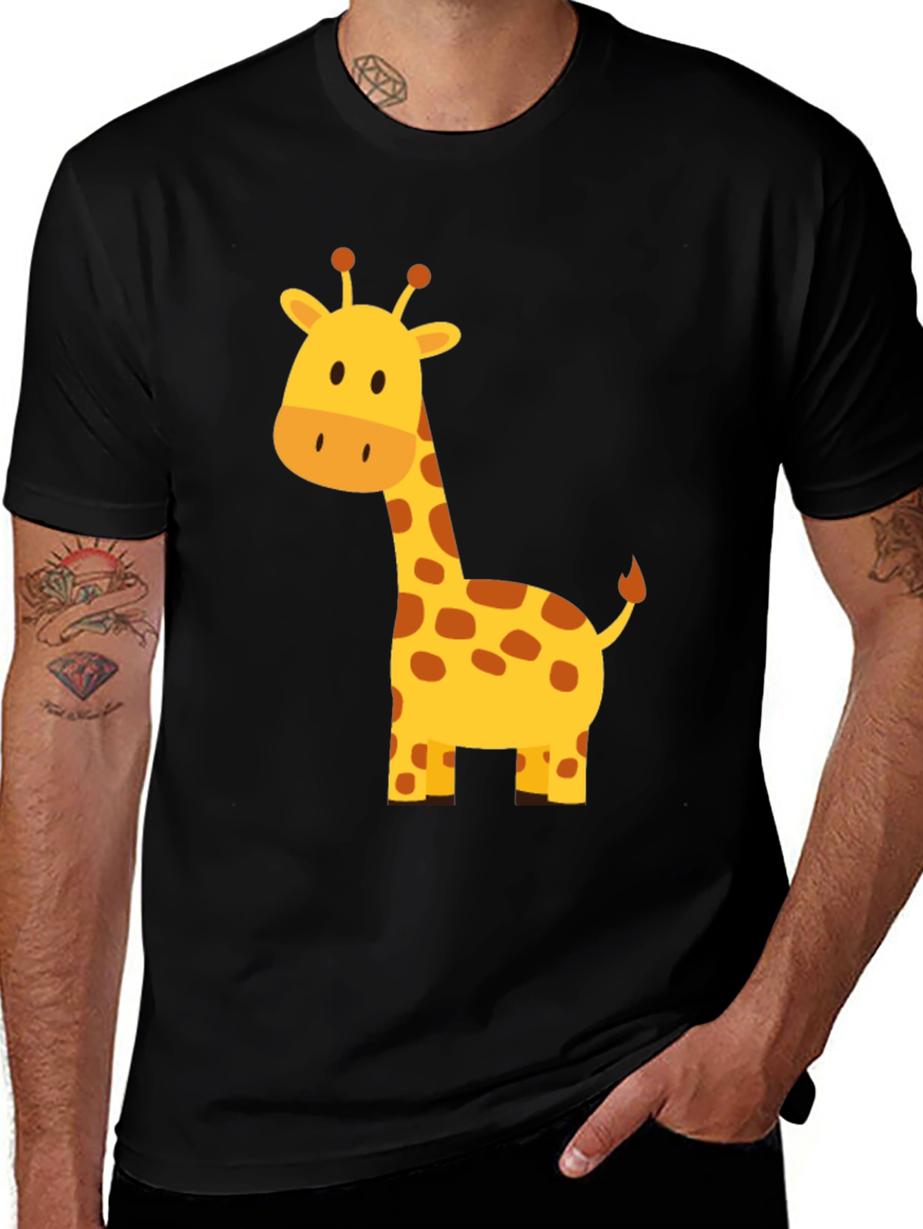 Variant 19 of Giraffe Graphic Tee - Black Cotton Casual T-Shirt