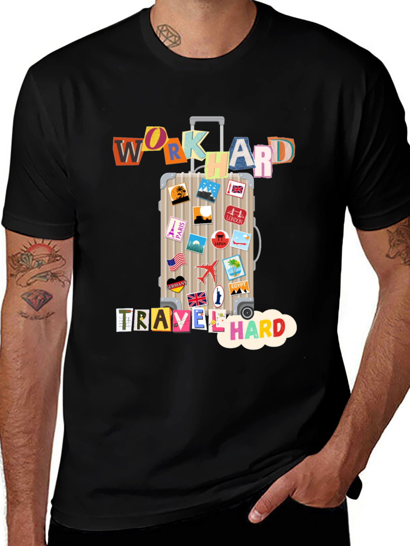 Work Hard Travel Hard T-Shirt - Adventure Awaits