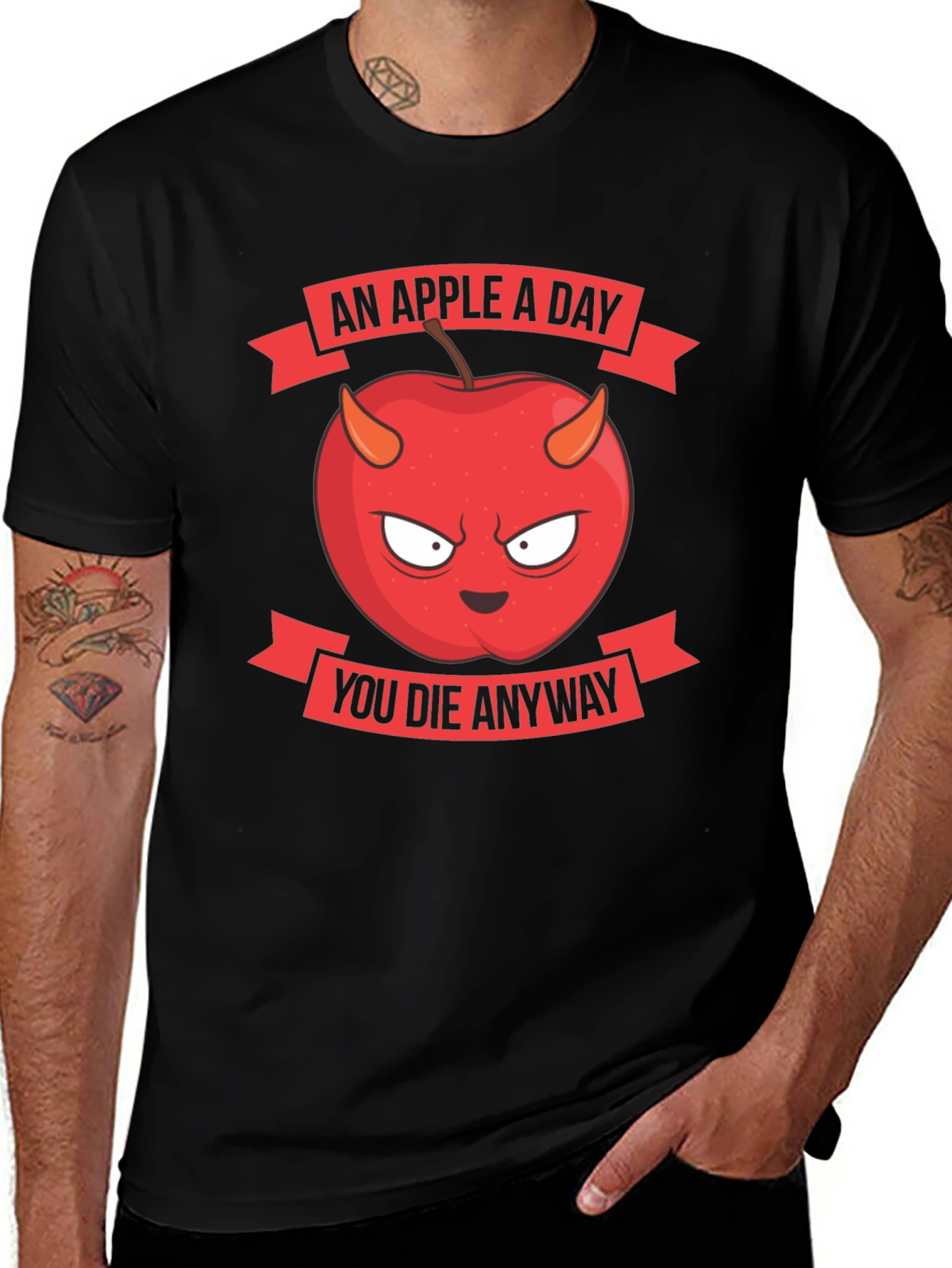 Variant 12 of Devil Apple Graphic Tee - Humorously Dark Fruit Shirt