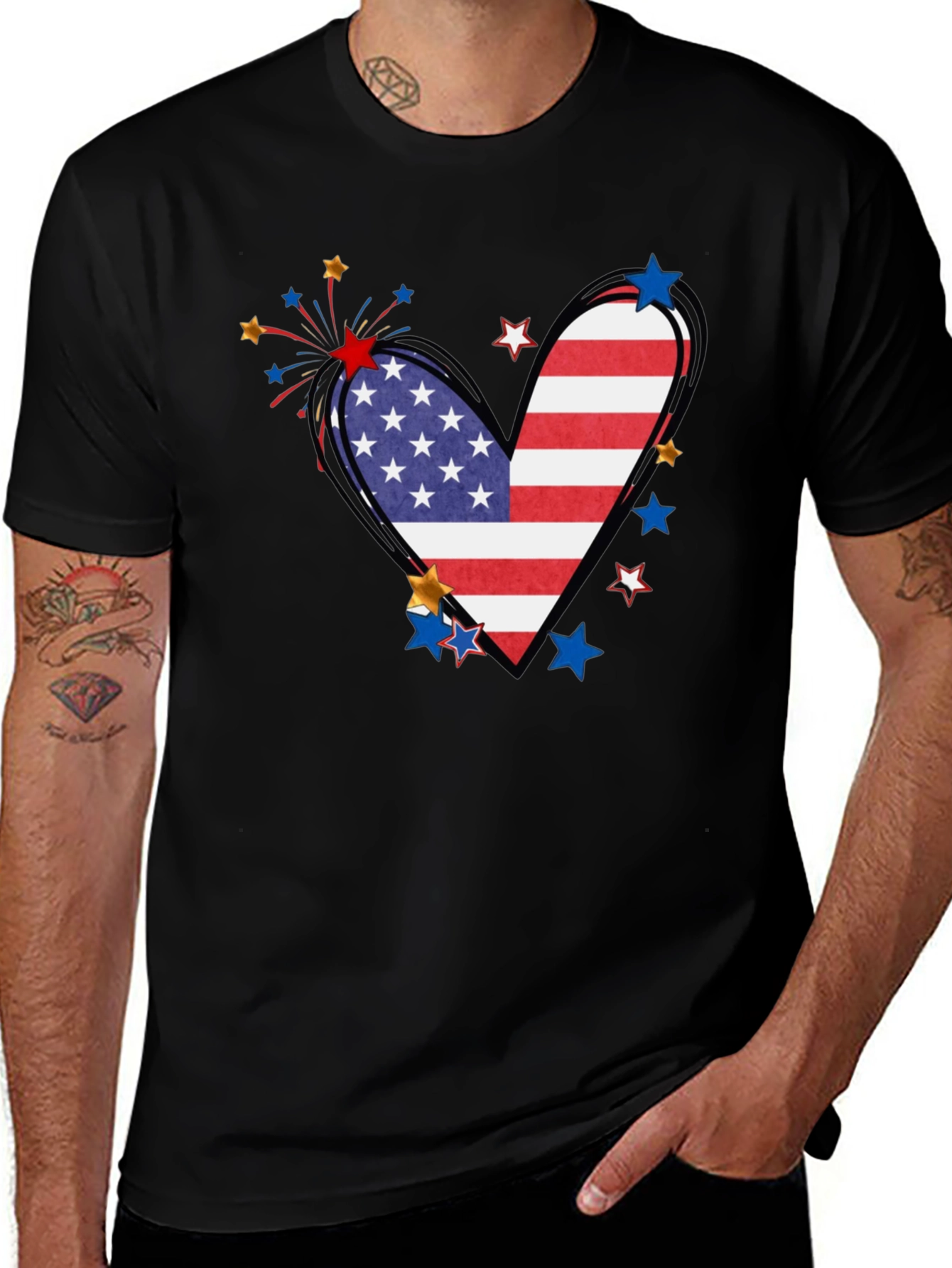 Variant 10 of Patriotic Heart USA Flag Graphic T-Shirt