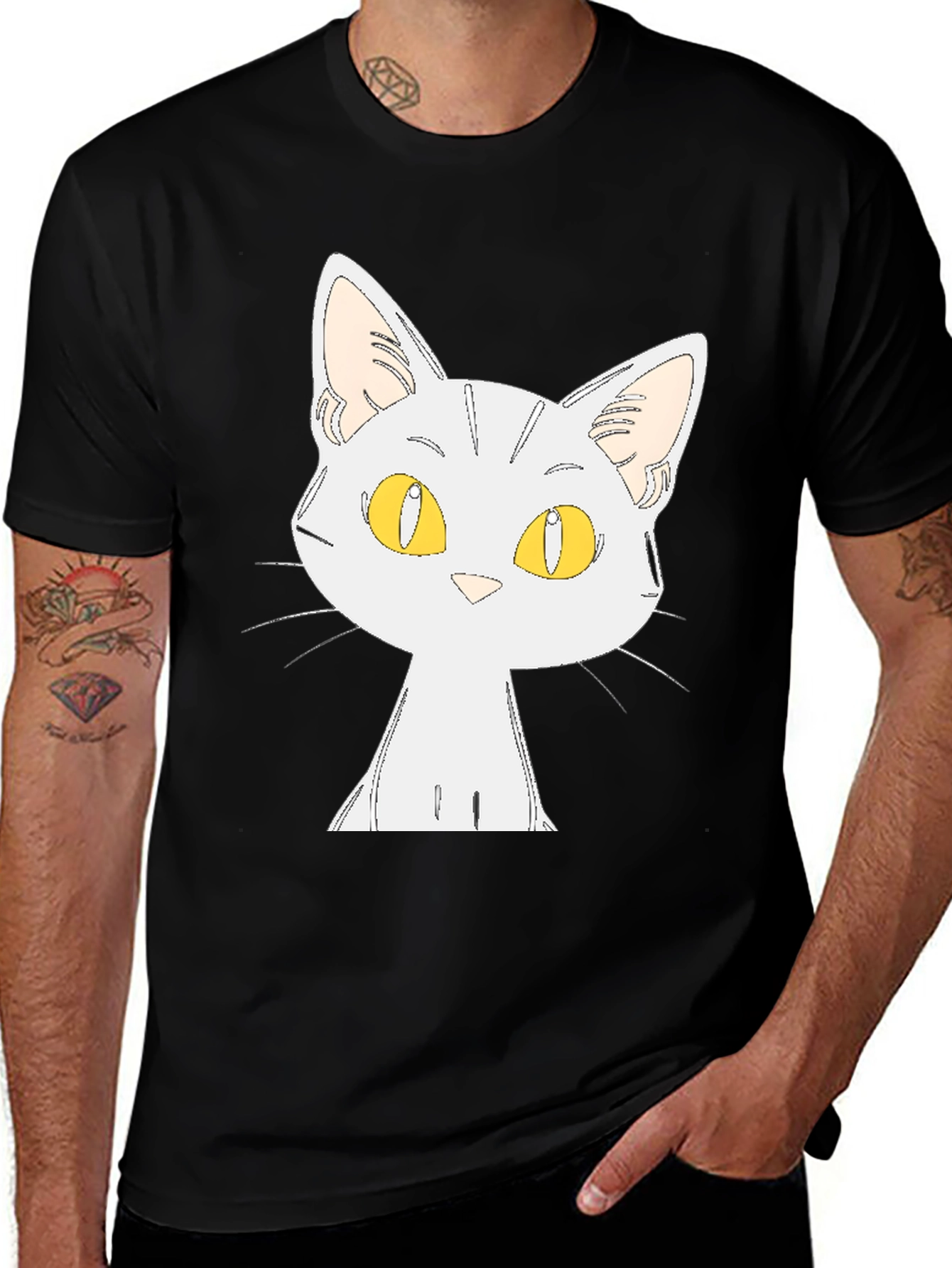 Variant 27 of Cool Cat Graphic Tee - Black Cotton T-Shirt