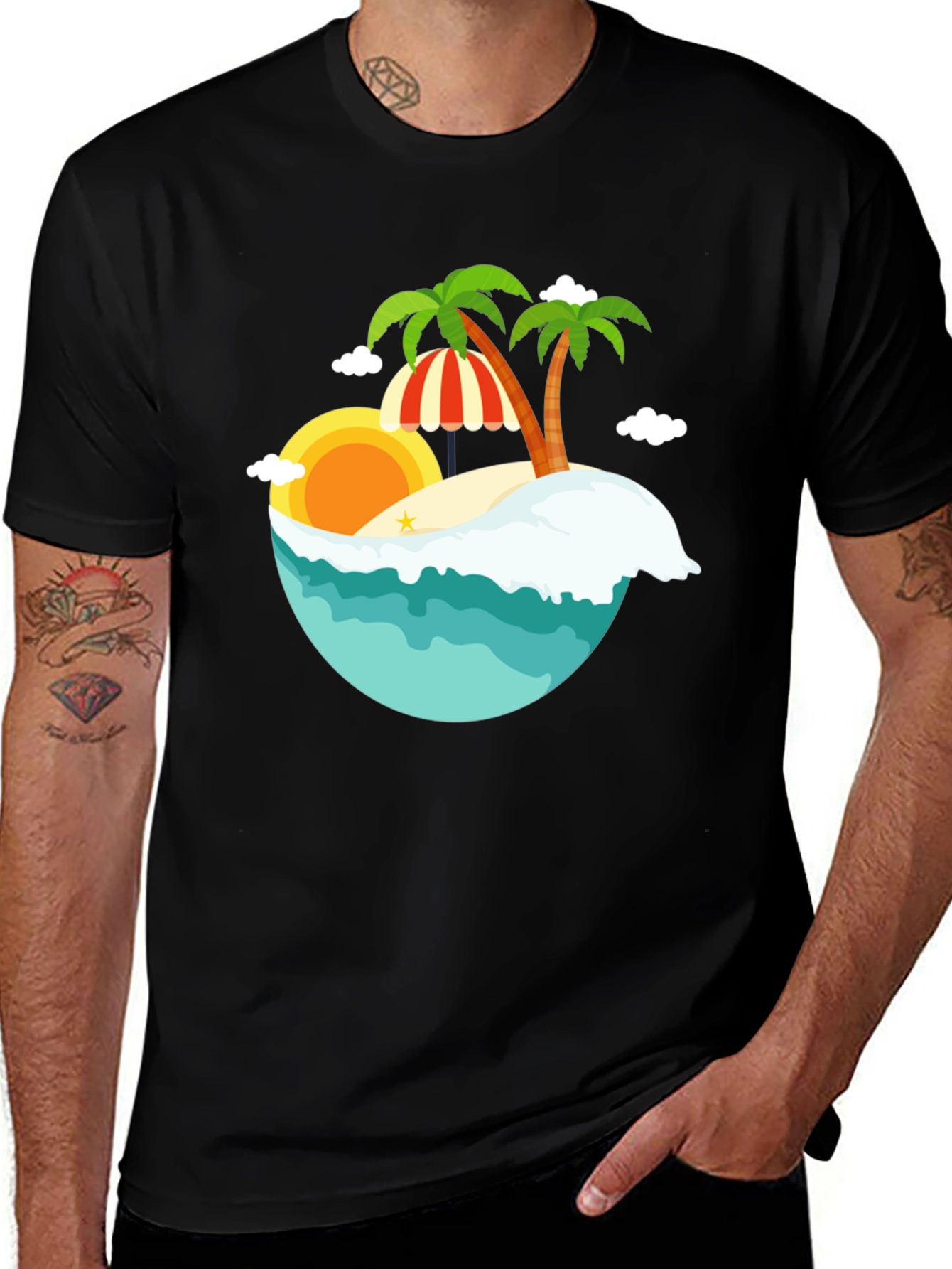 Variant 25 of Island Paradise Graphic Tee - Black