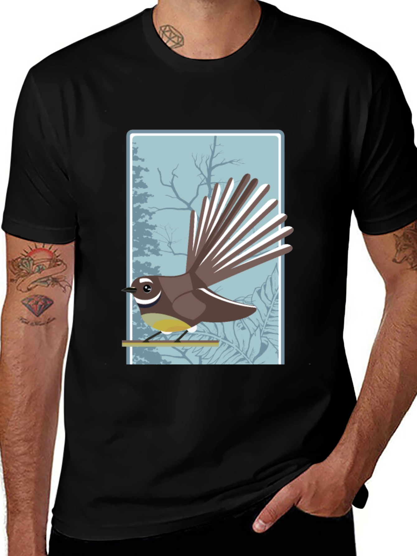 Variant 4 of Fantail Bird Graphic Tee - Nature Lover Shirt
