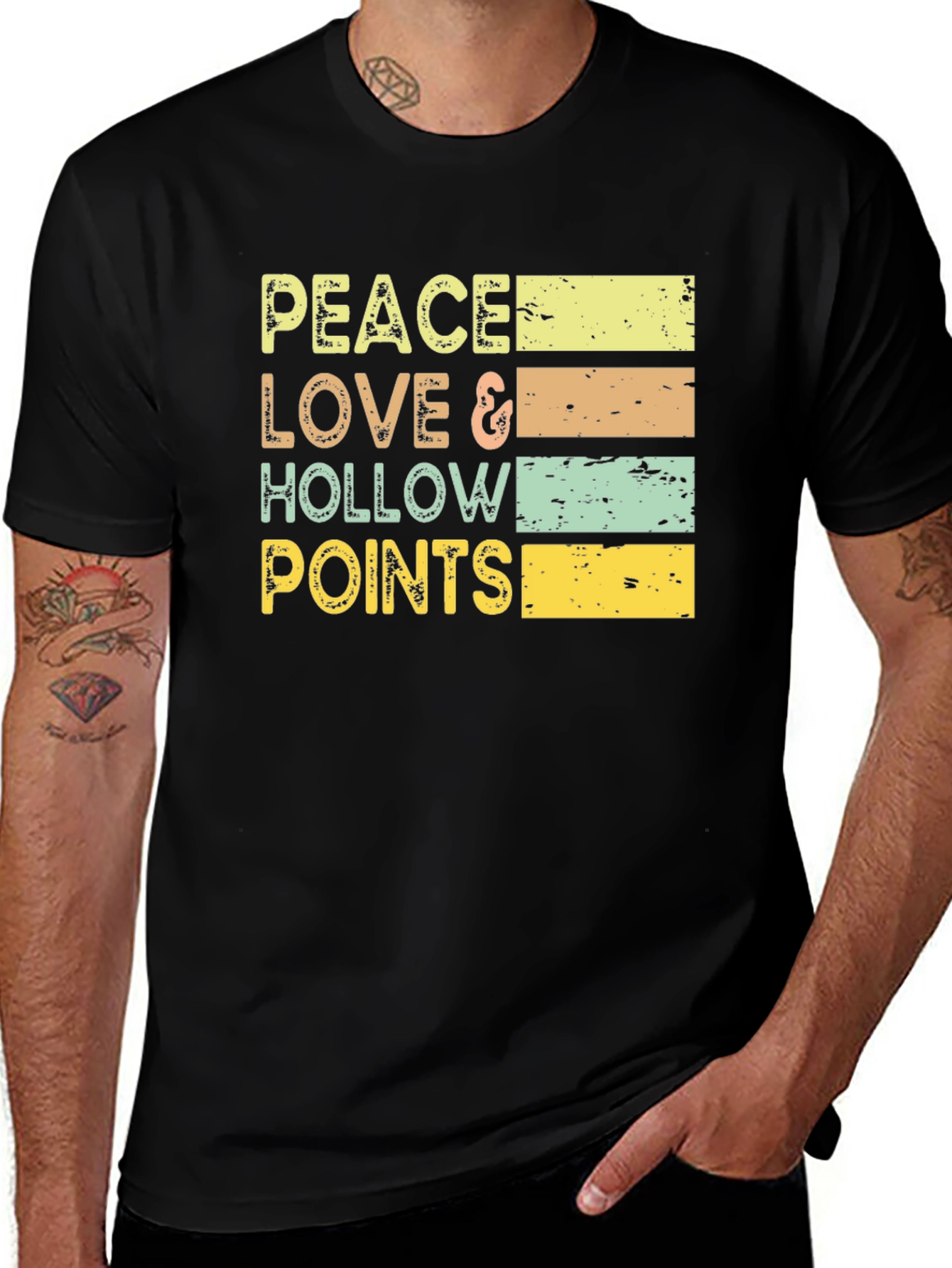 Variant 19 of Peace Love Hollow Points Graphic Tee