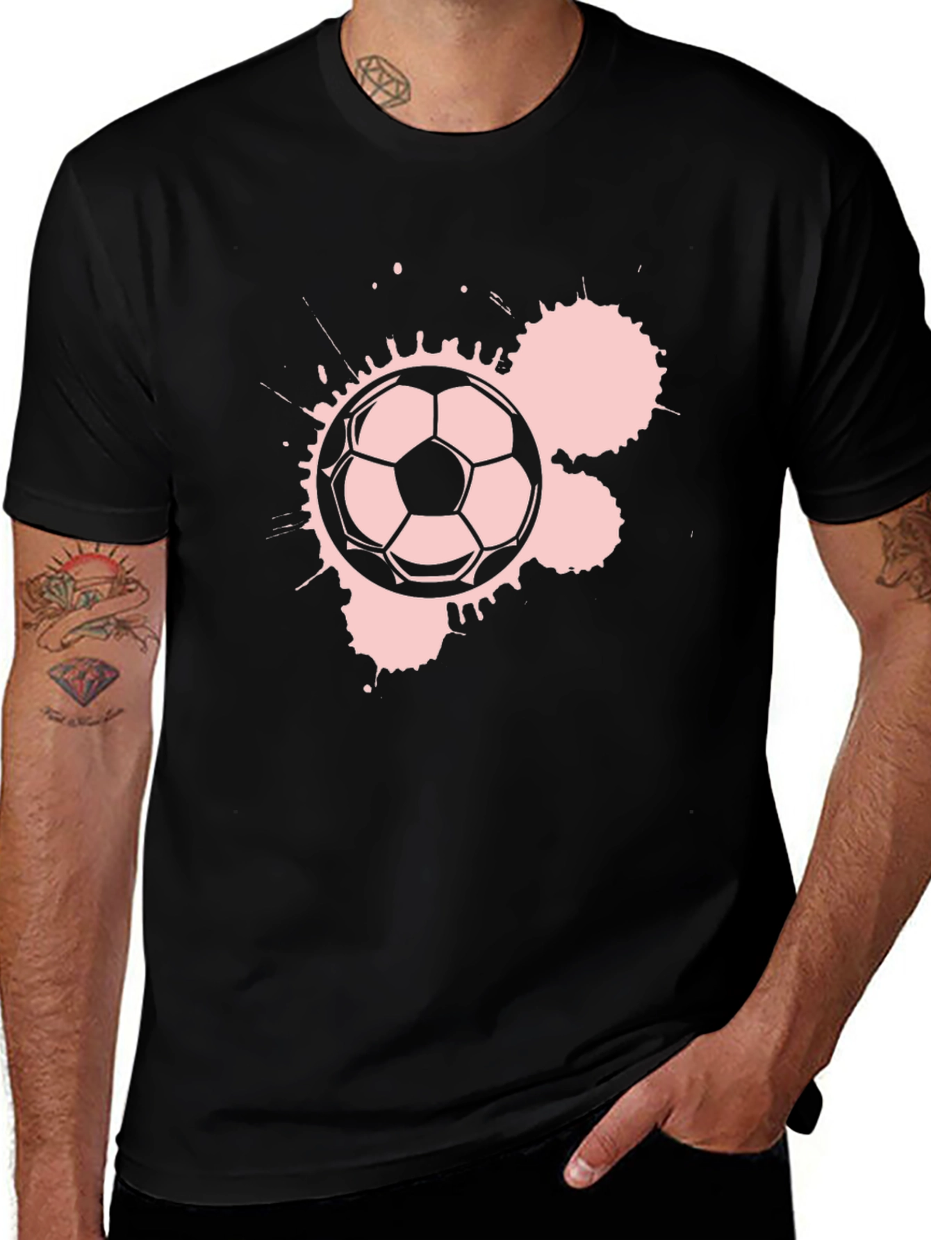 Variant 22 of Soccer Splatter Tee - Black Cotton Graphic T-Shirt