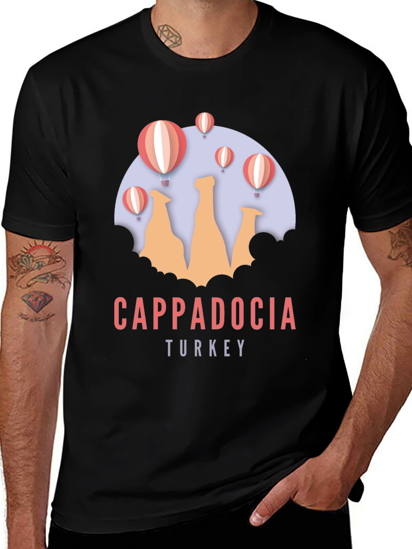 Cappadocia Turkey Graphic T-Shirt | Hot Air Balloon Design