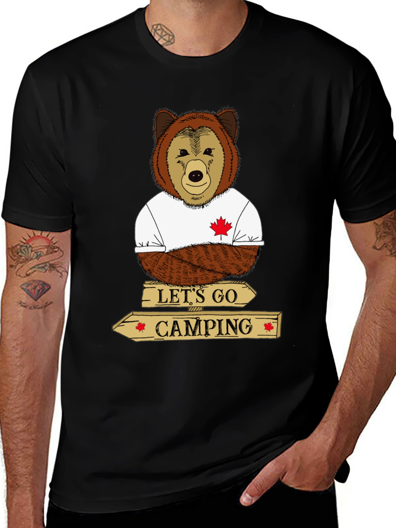 Variant 15 of Let's Go Camping Bear Graphic Tee