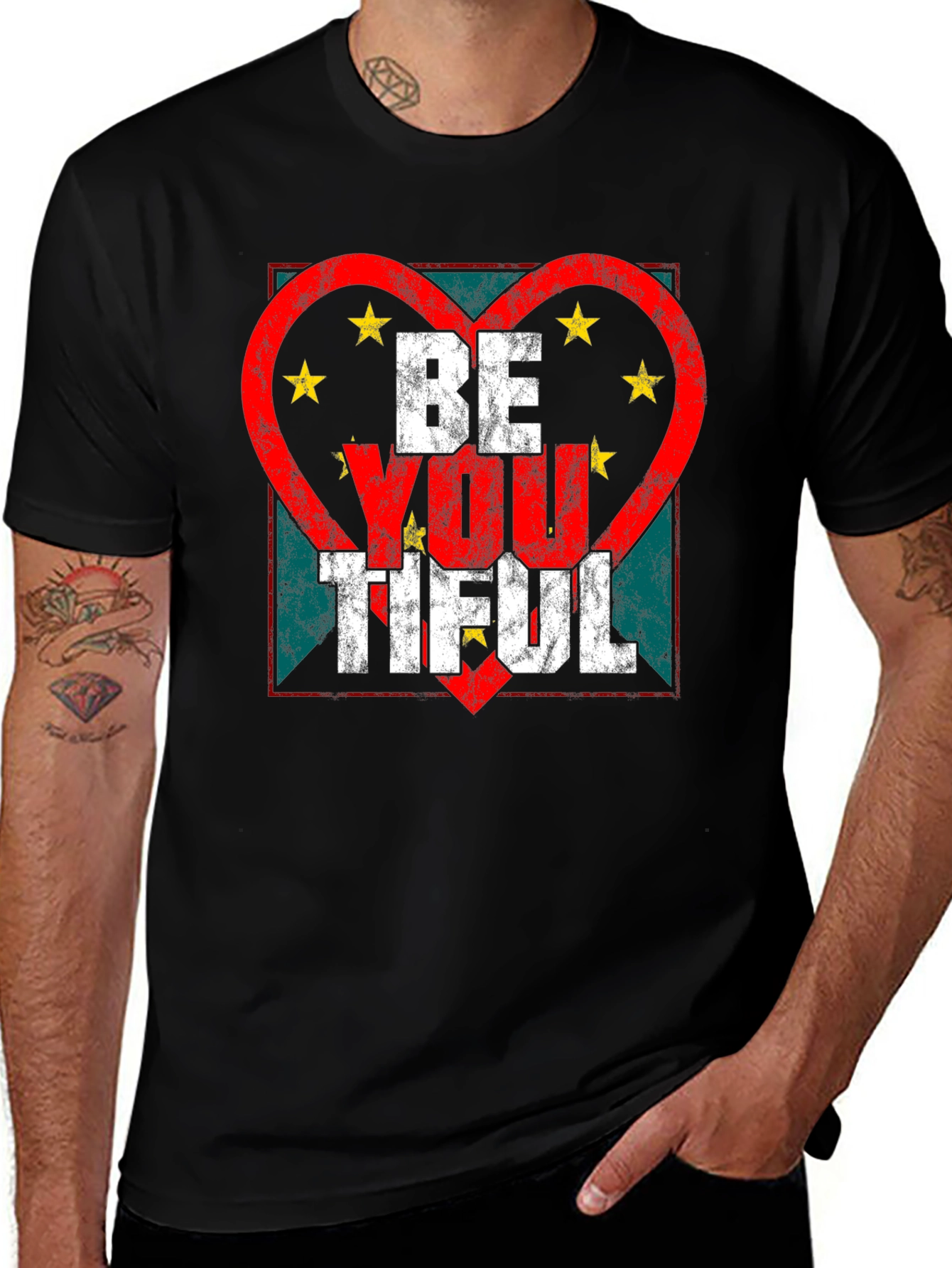 Variant 5 of Be You Tiful Graphic Tee - Heart Star Design