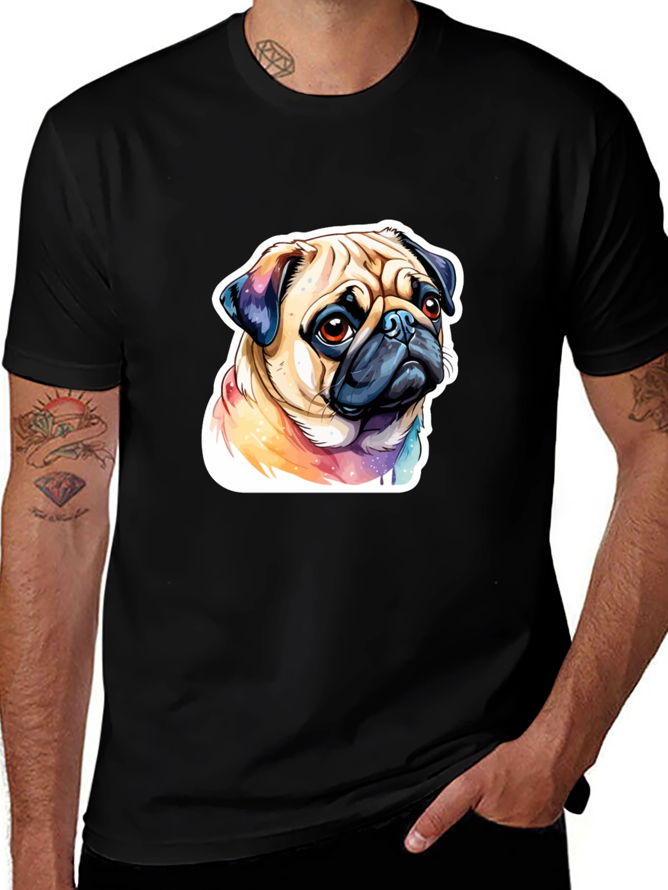 Variant 14 of Pug Watercolor Graphic Tee