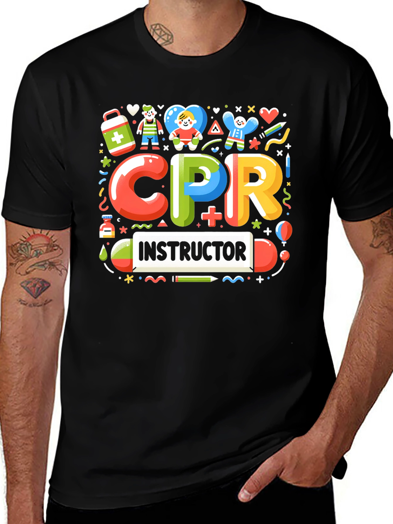 CPR Instructor Graphic T-Shirt - Fun & Colorful Design
