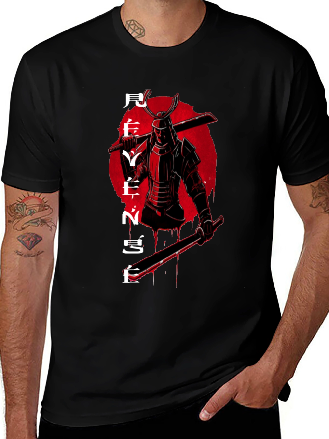 Variant 29 of Revenge Samurai Graphic Tee - Black Cotton T-Shirt