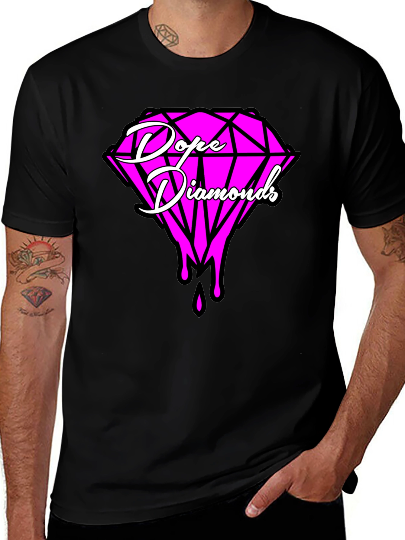 Variant 28 of Dope Diamonds Graphic Tee - Trendy Black T-Shirt