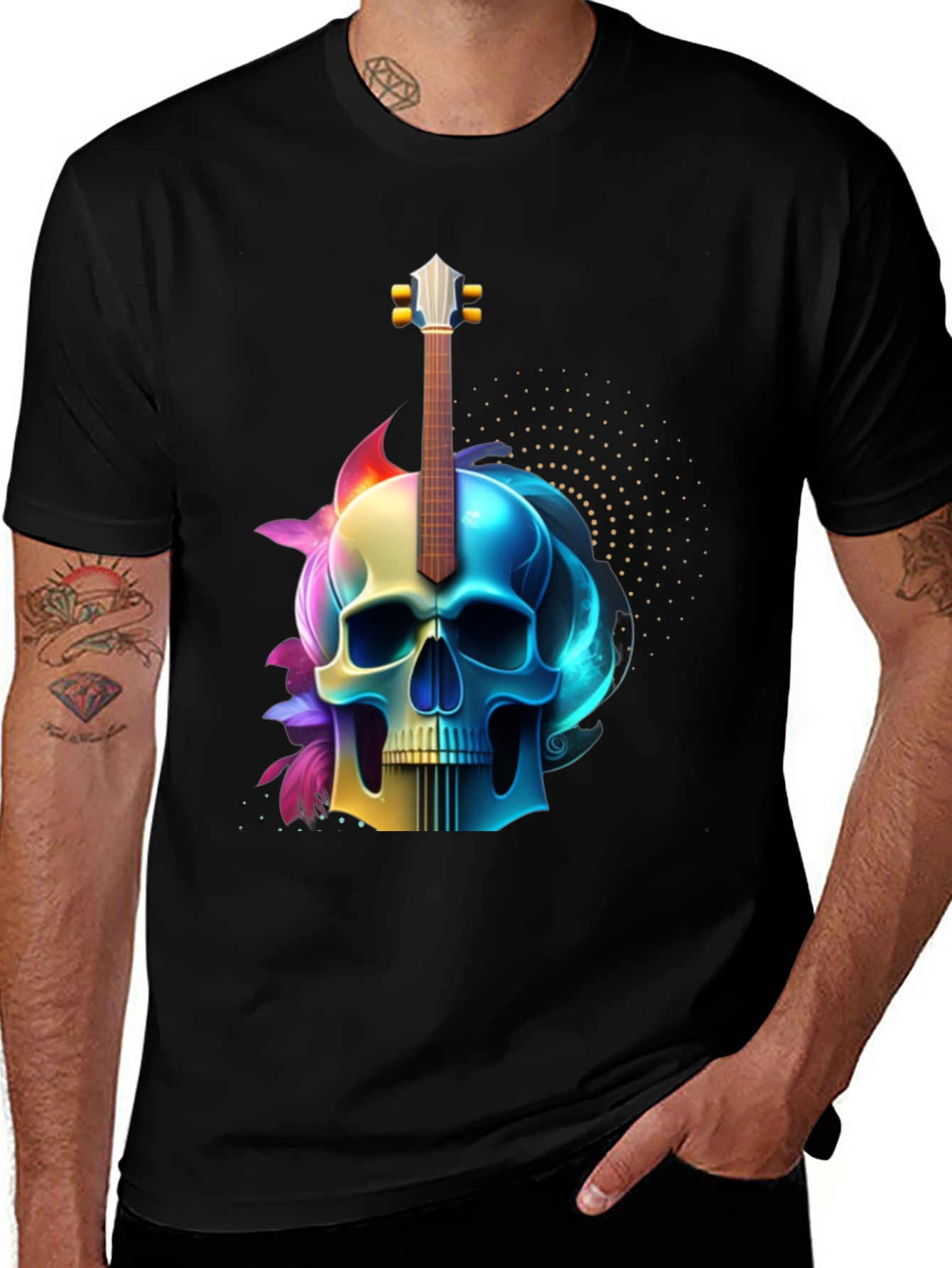 Variant 27 of Skull Guitar Graphic Tee - Rock Inspired Style
