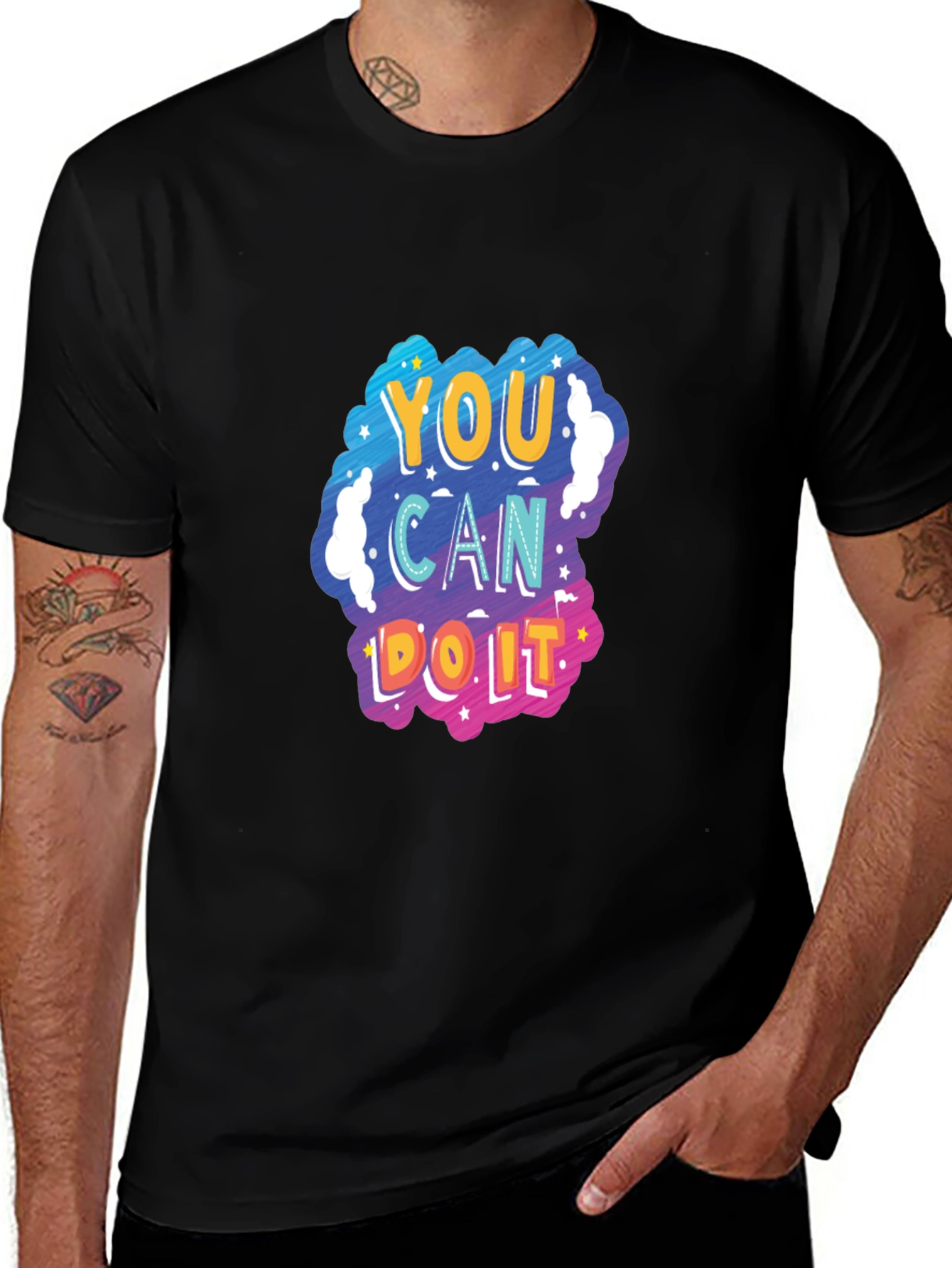 Motivational 'You Can Do It' Black T-Shirt