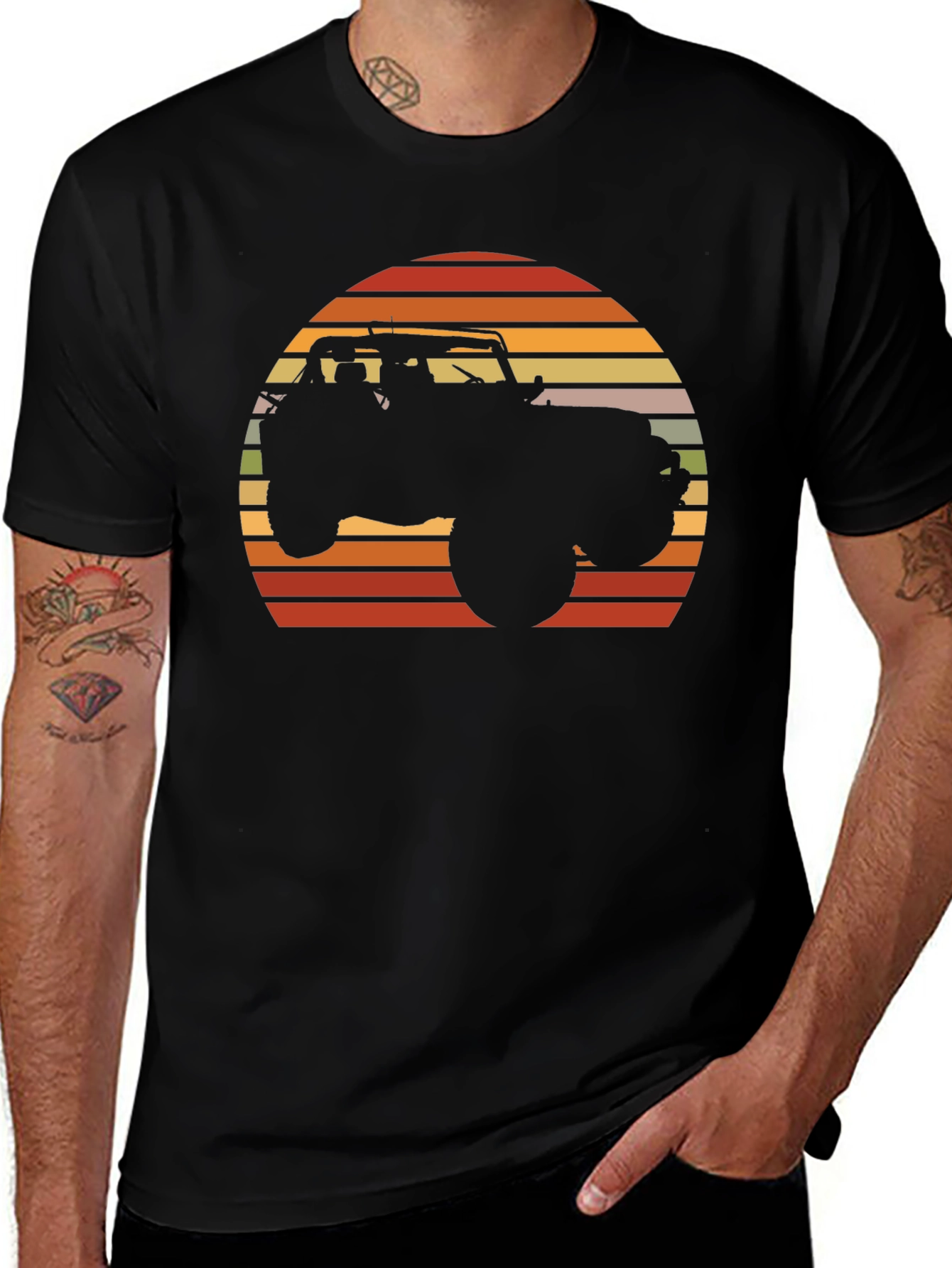 Variant 18 of Off-Road Adventure Tee - Vintage Sunset Jeep Design