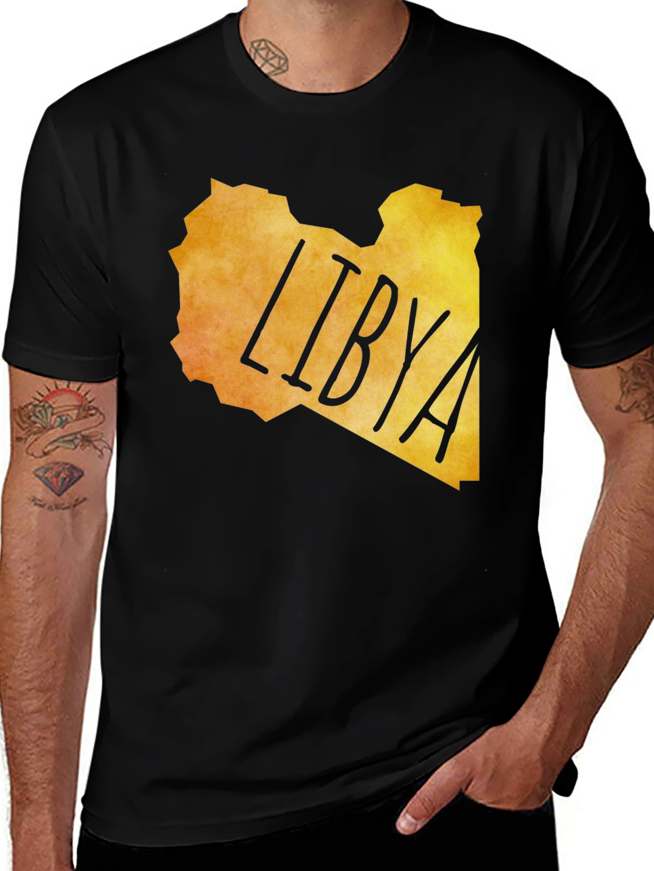 Variant 16 of Libya Map Graphic T-Shirt - Black