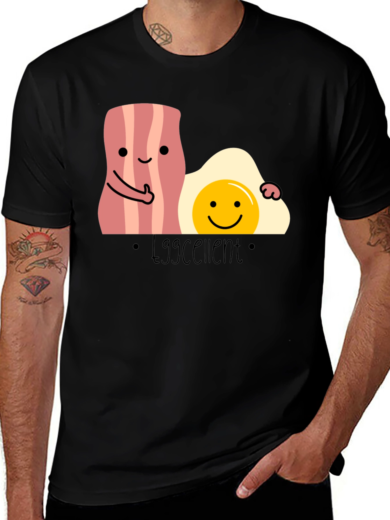 Eggcellent Bacon and Egg T-Shirt Funny Foodie Tee