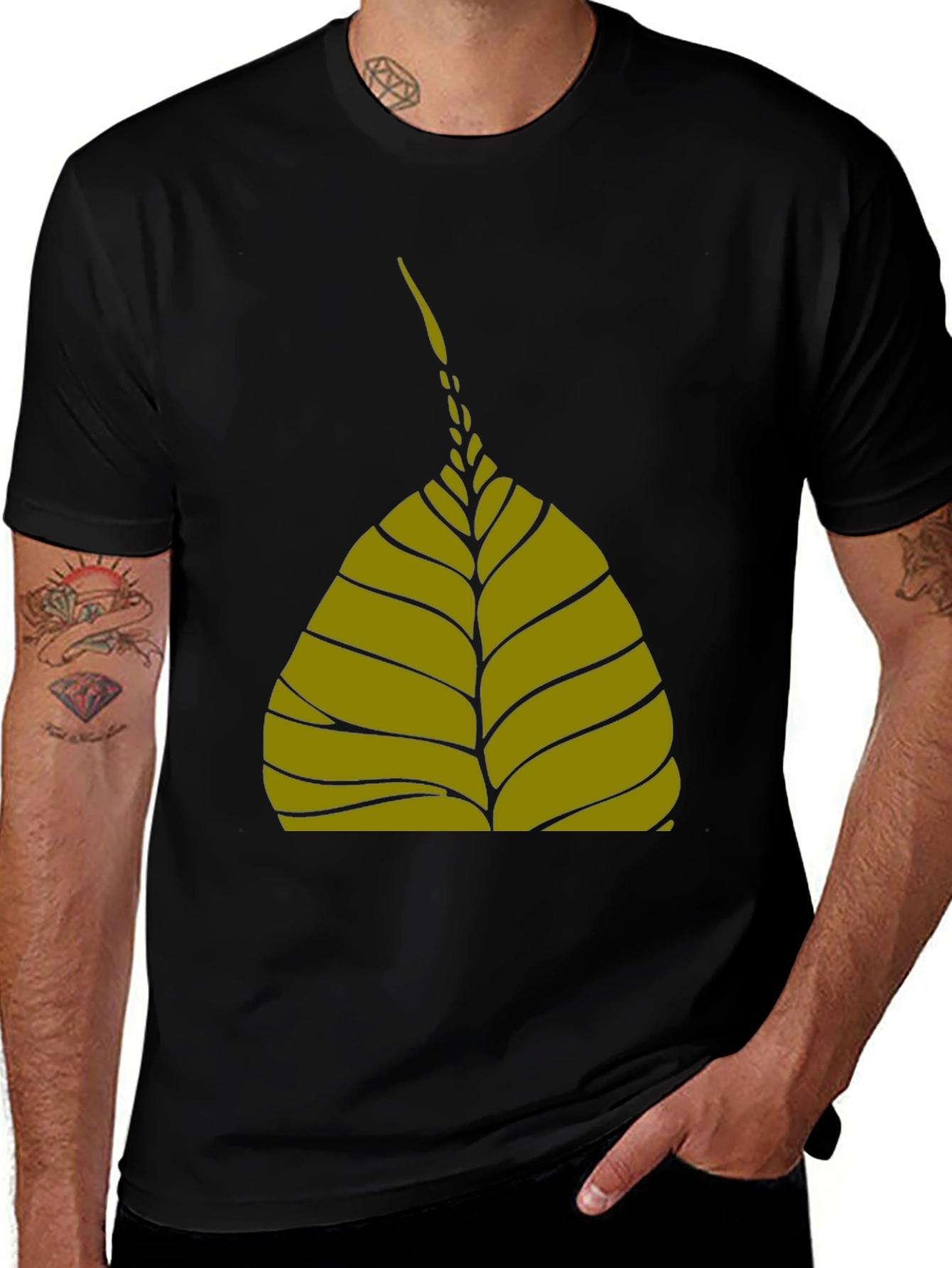 Leaf Graphic Black T-Shirt