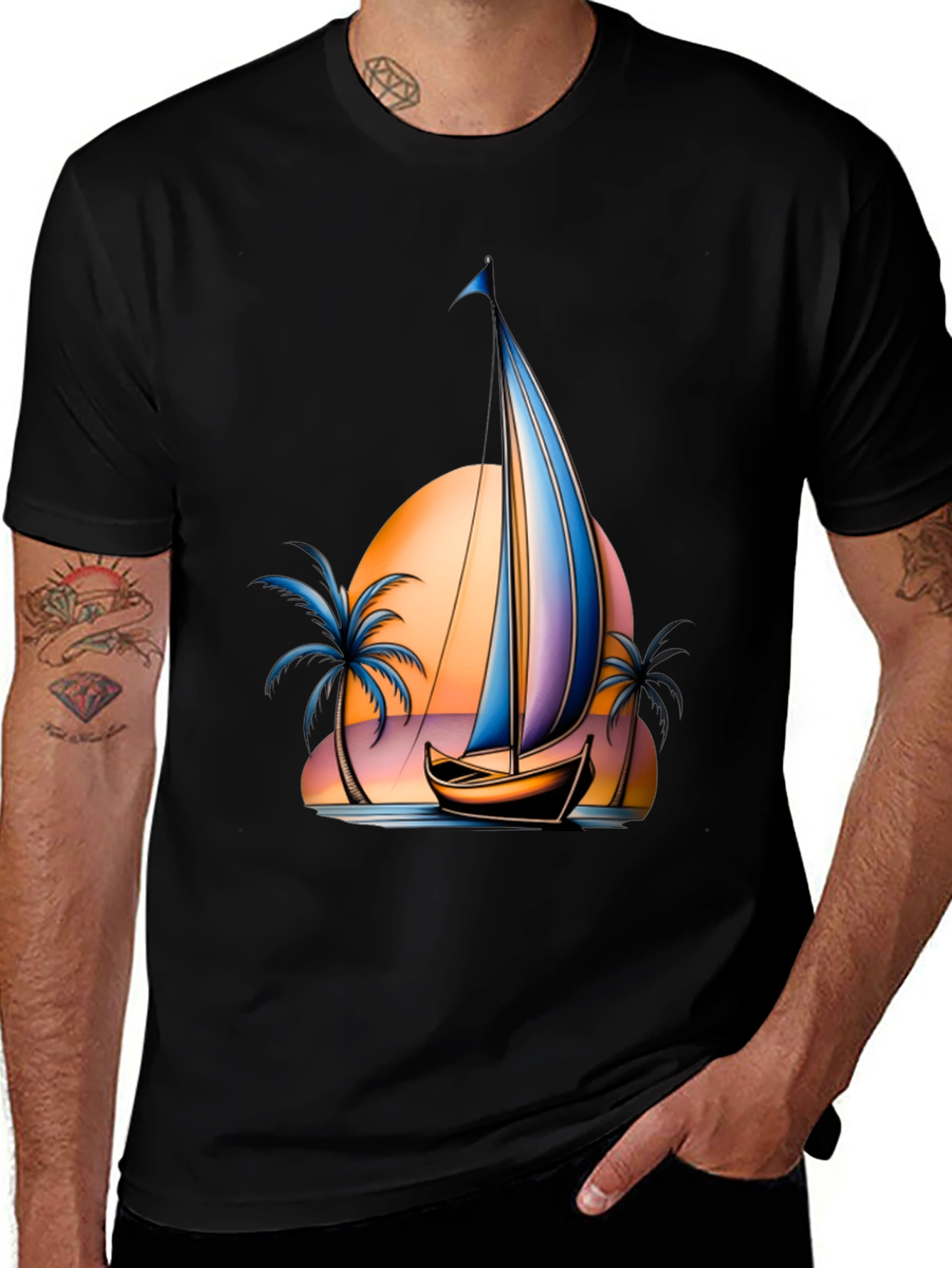 Variant 16 of Sunset Sailboat Graphic T-Shirt