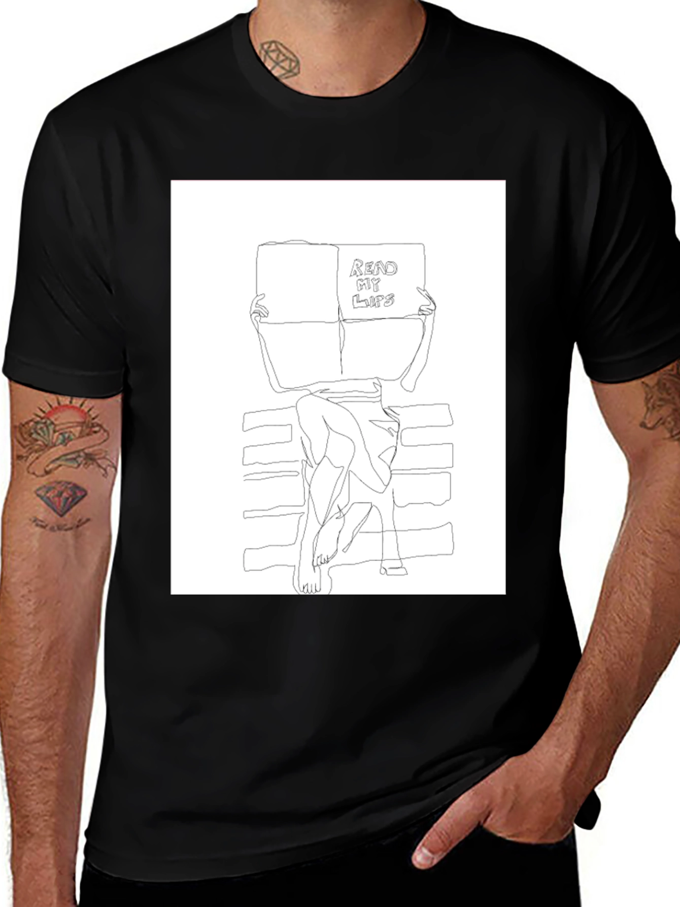 Variant 3 of Read My Lips Graphic Tee - Black