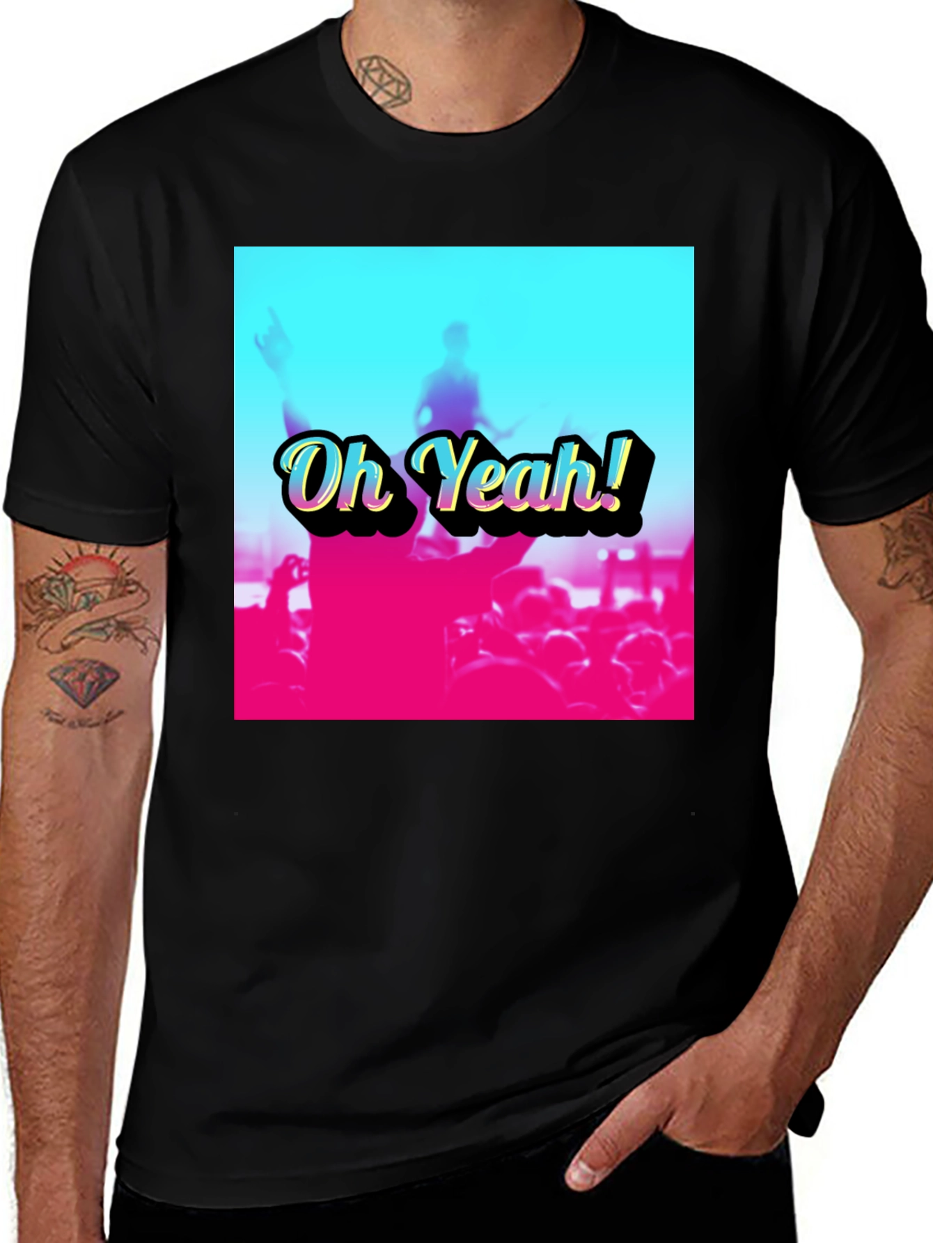 Variant 2 of Oh Yeah! Crowd Graphic Tee - Black