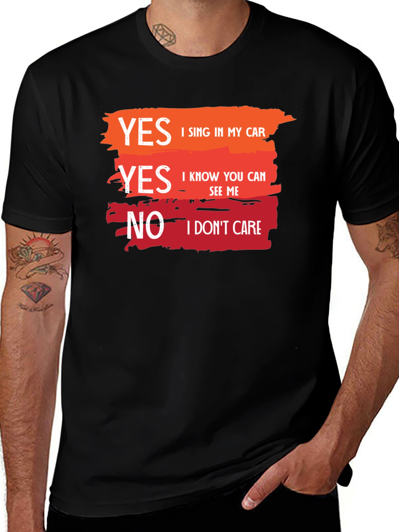 Black Yes I Sing In My Car Novelty Graphic T-Shirt main image