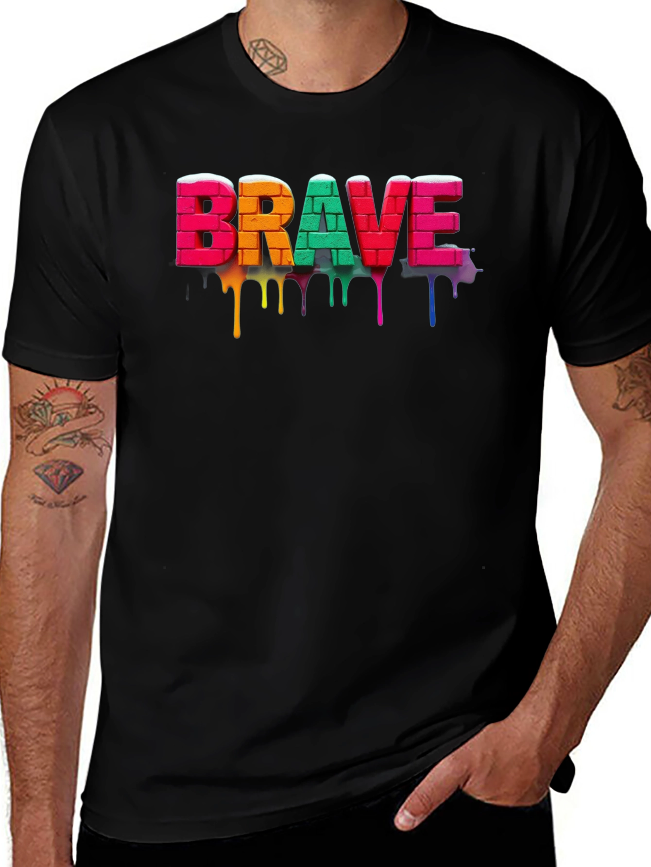 Brave Brick Wall T-Shirt Colorful Drip