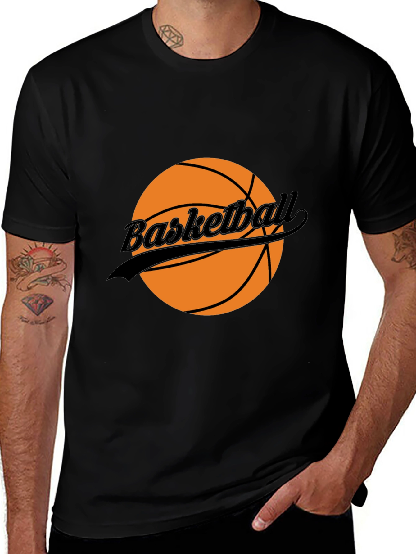 Variant 10 of Basketball Graphic T-Shirt - Black Casual Tee