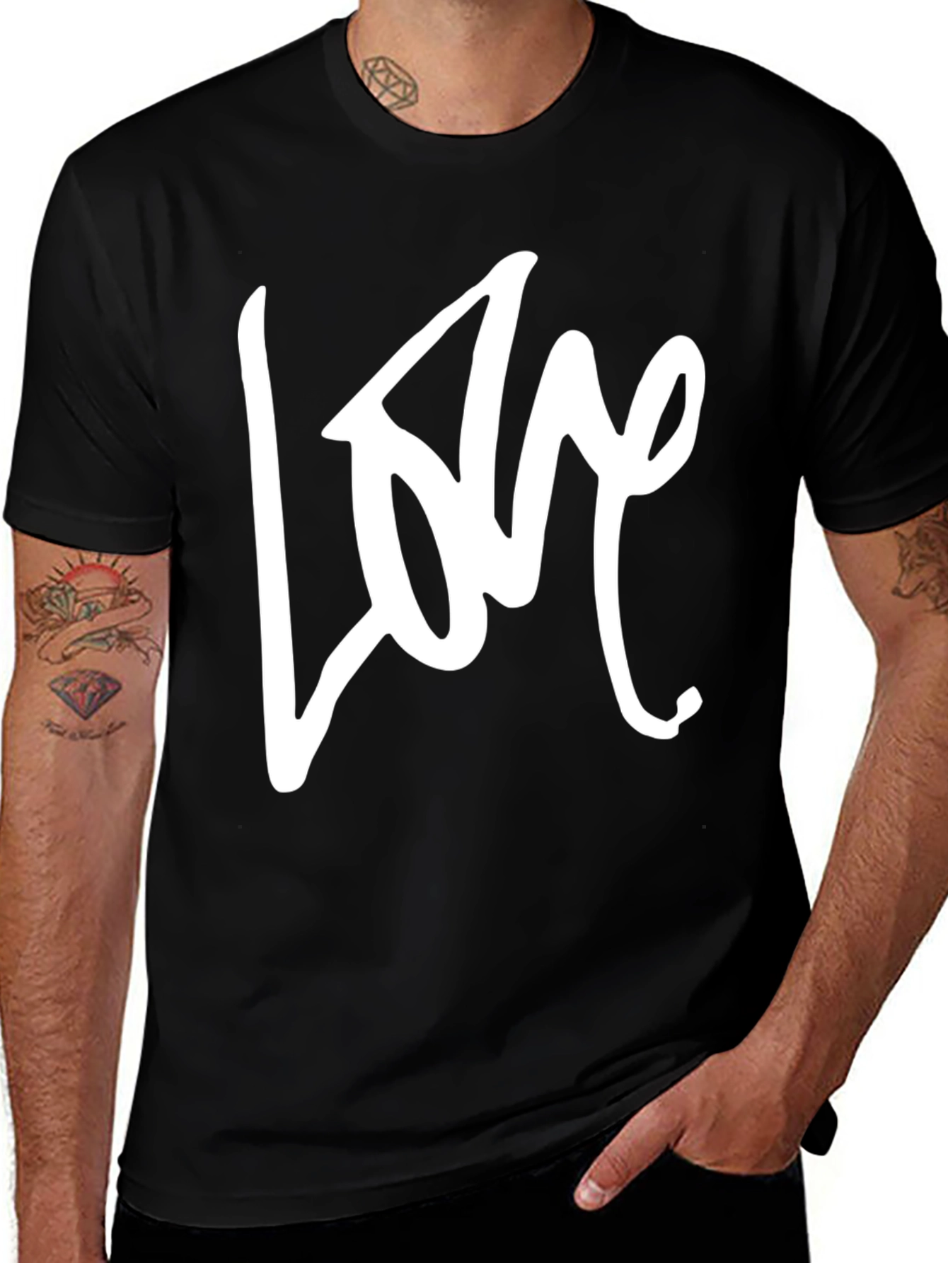 Variant 7 of Love Script Black Graphic Tee