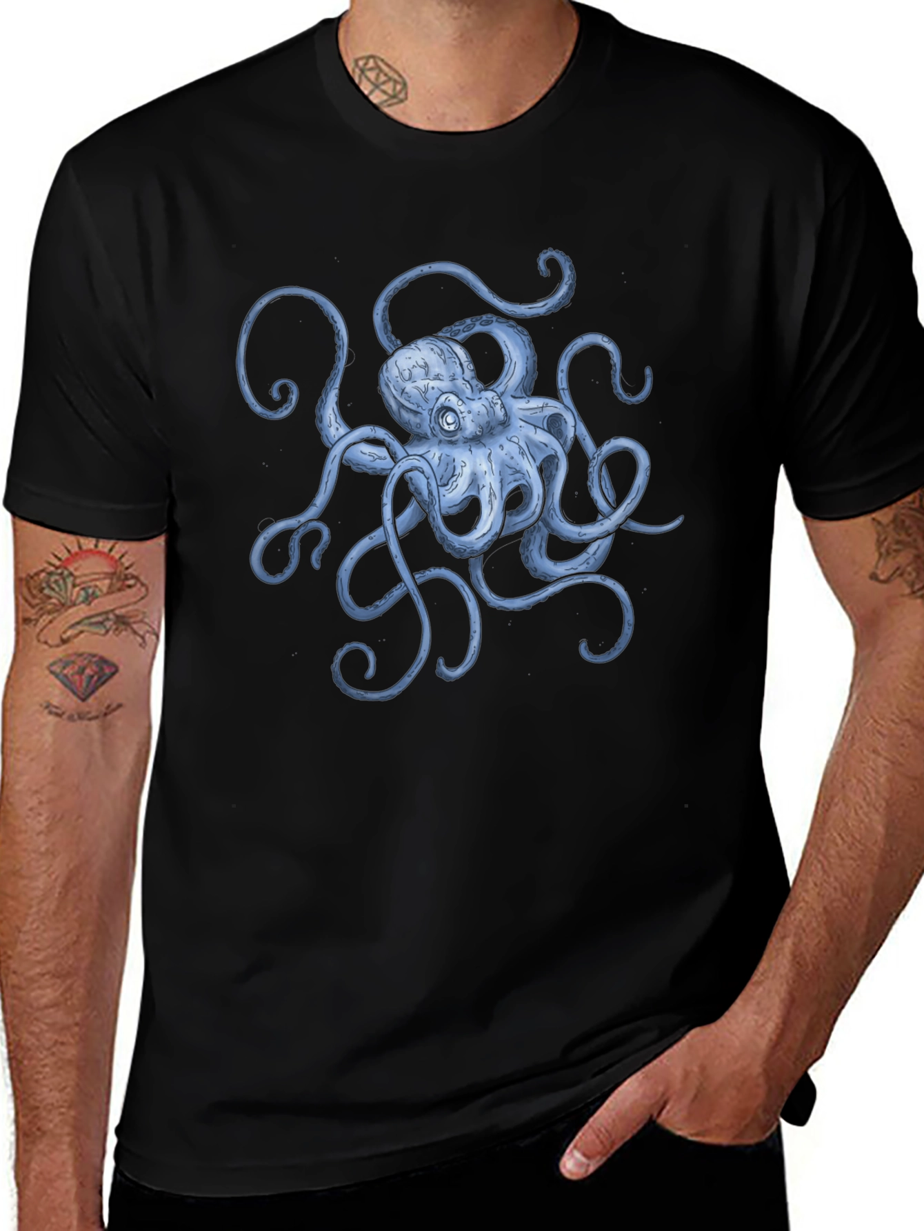 Variant 12 of Octopus Graphic Print Black T-Shirt