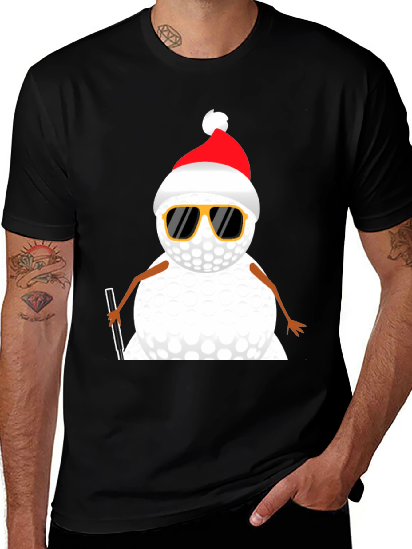 Golf Ball Snowman Christmas T-Shirt