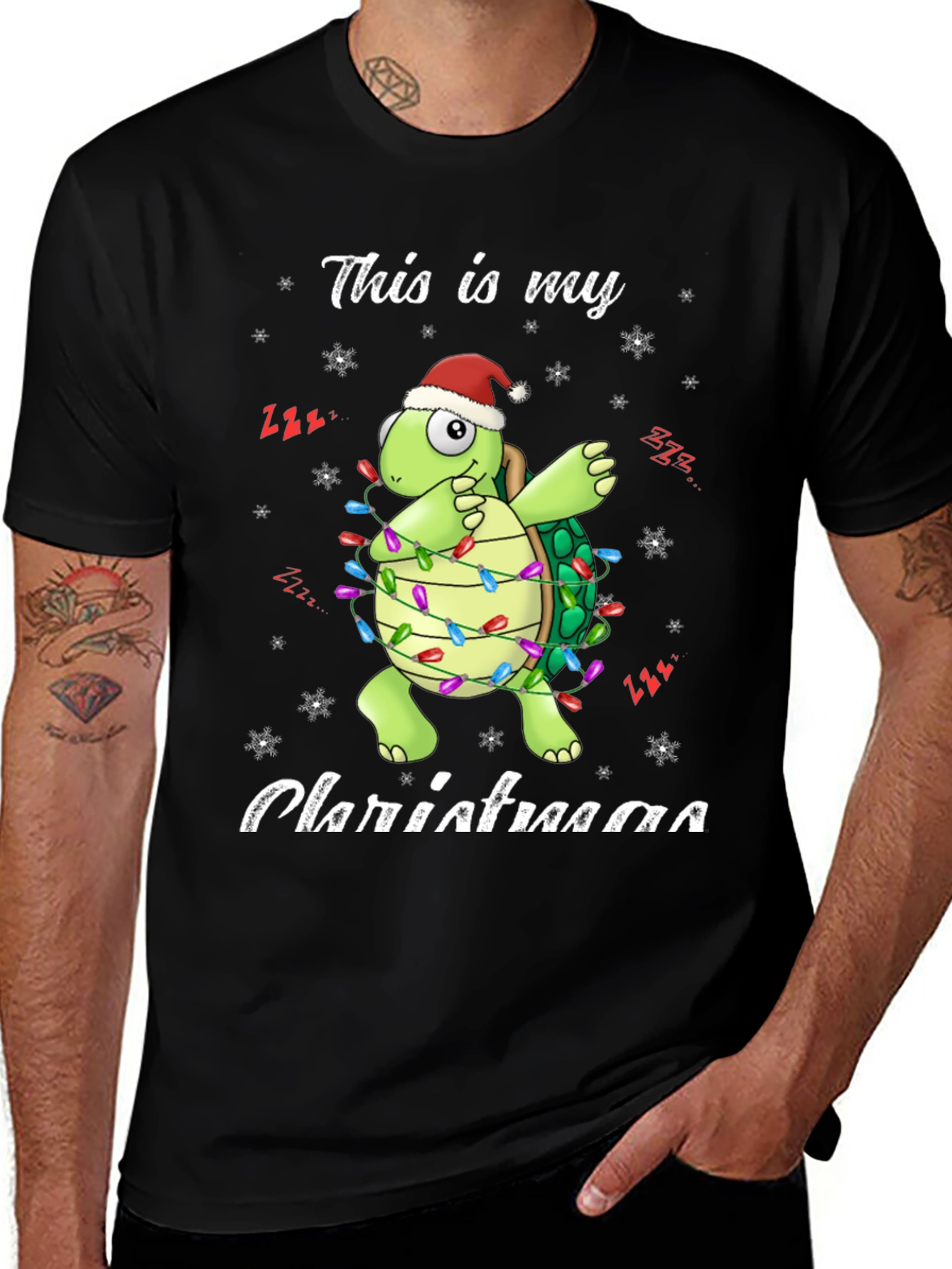 Variant 8 of Festive Turtle Christmas Lights T-Shirt