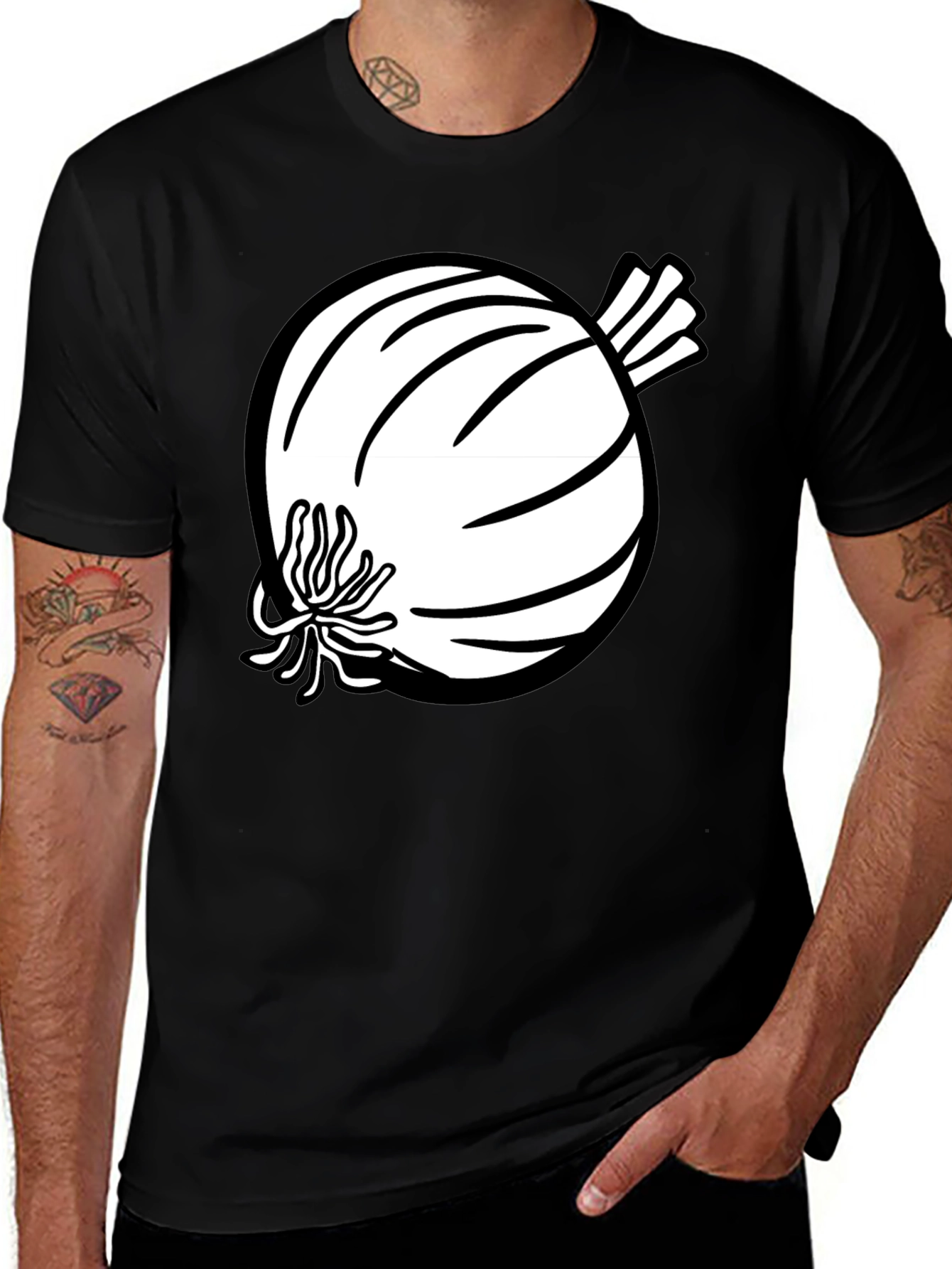 Variant 5 of Onion Graphic Tee - Black Cotton Blend T-Shirt
