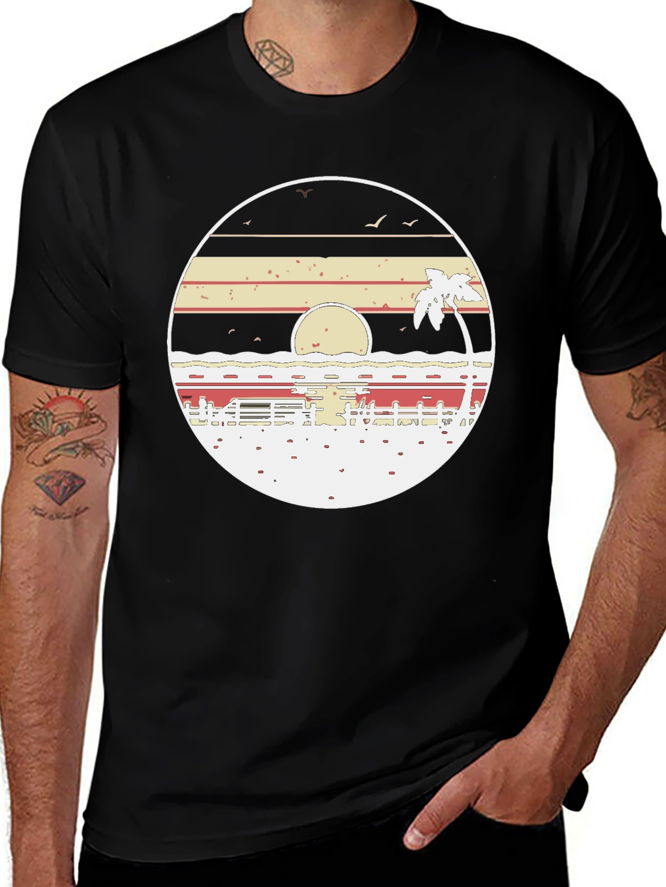 Variant 4 of Retro Sunset Beach T-Shirt