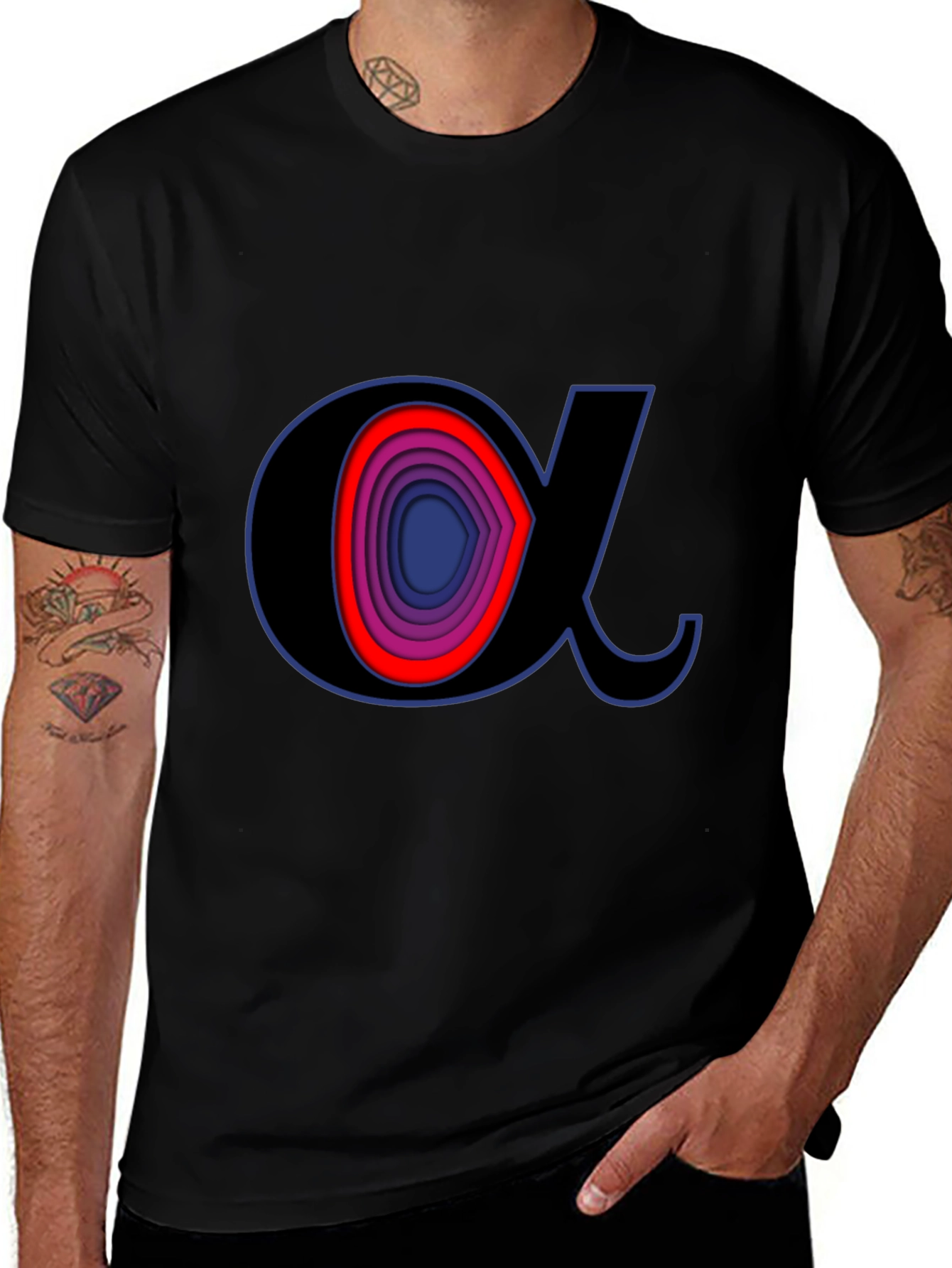 Alpha Symbol Graphic Tee - Stylish Black T-Shirt