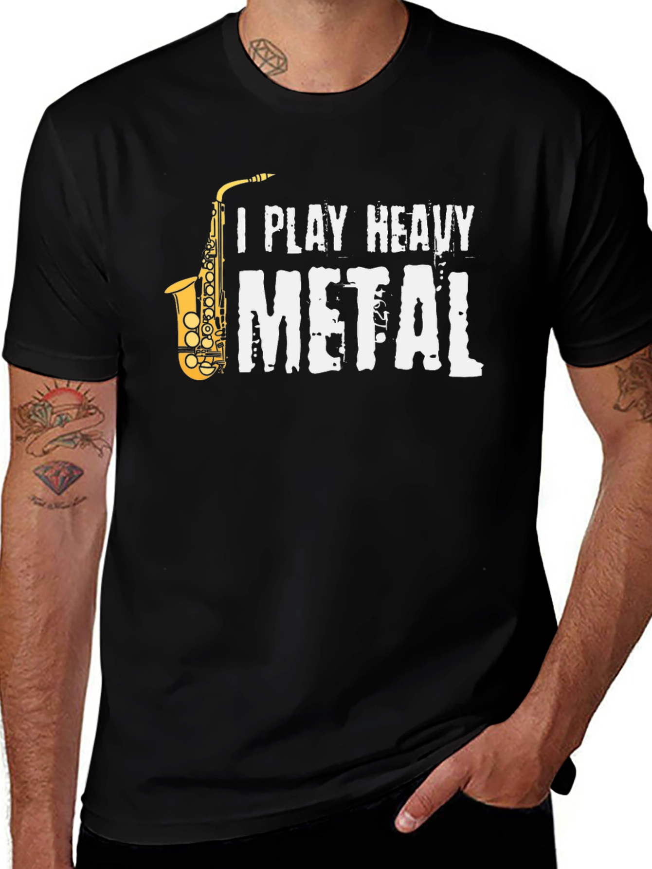 Variant 25 of I Play Heavy Metal Saxophone Graphic Tee