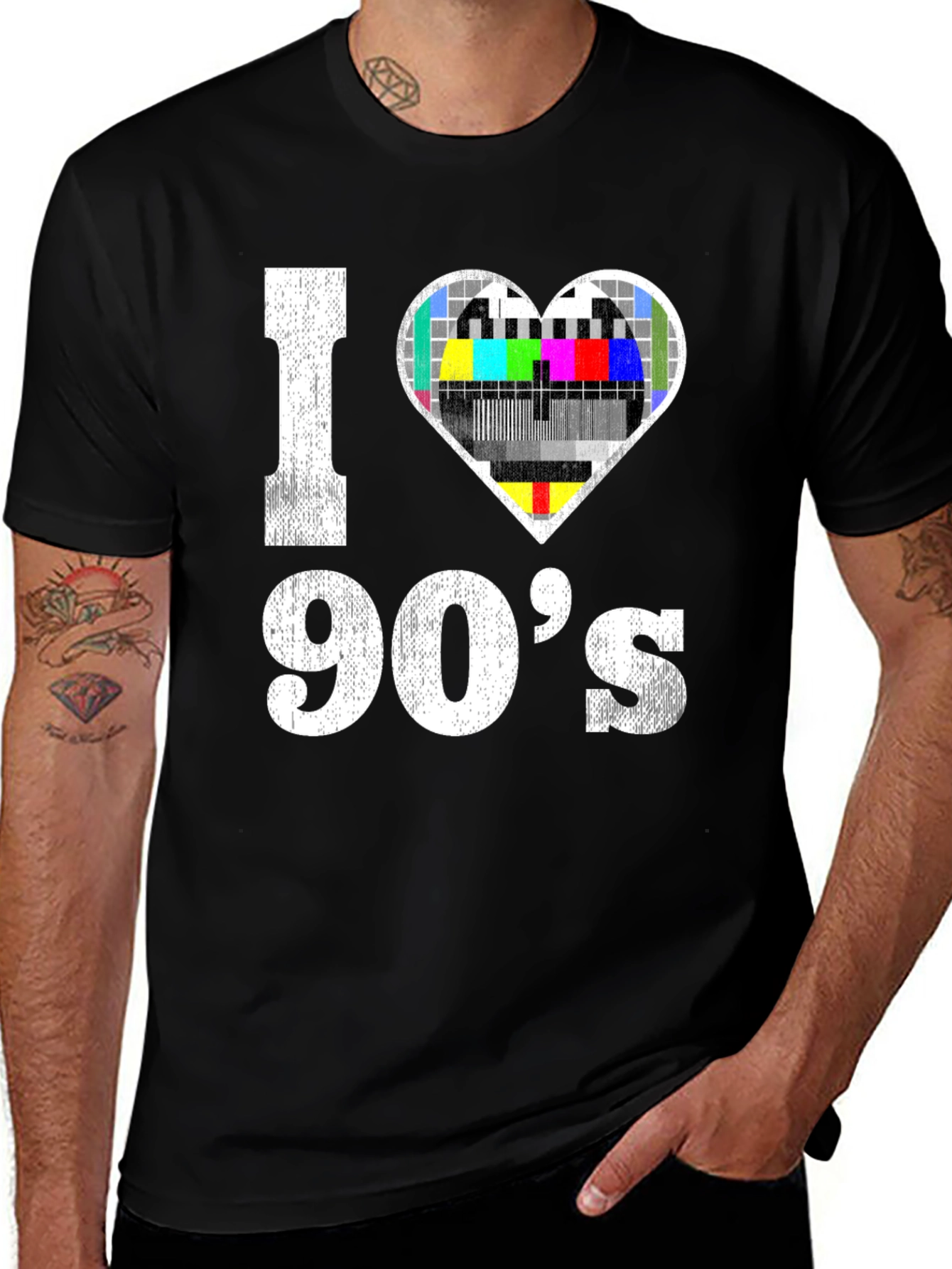 Variant 16 of I Heart 90's Retro TV Test Pattern Graphic Tee