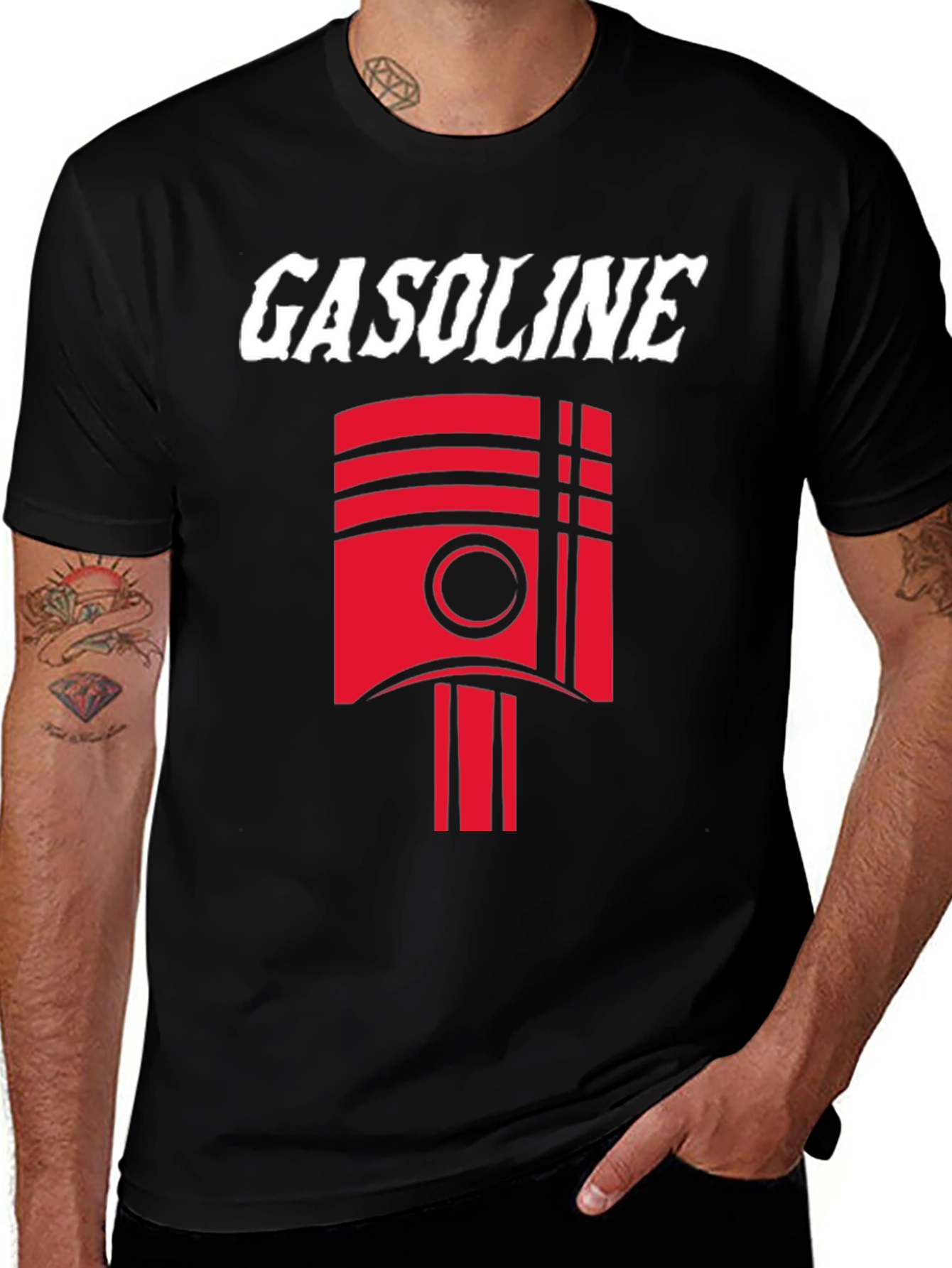 Variant 18 of Gasoline Piston Graphic Tee - Black