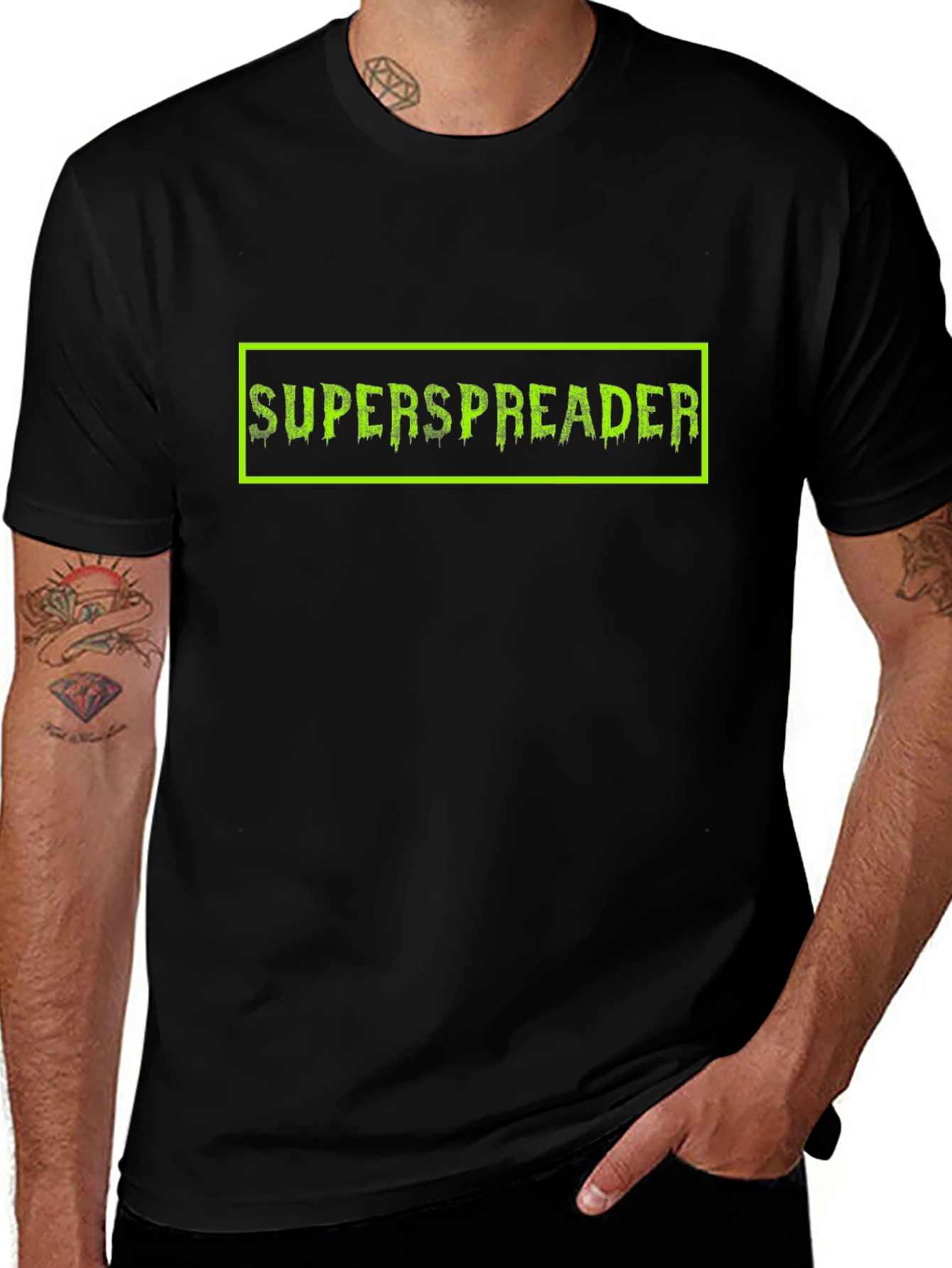 Variant 26 of Super Spreader Graphic Tee - Black Cotton Casual
