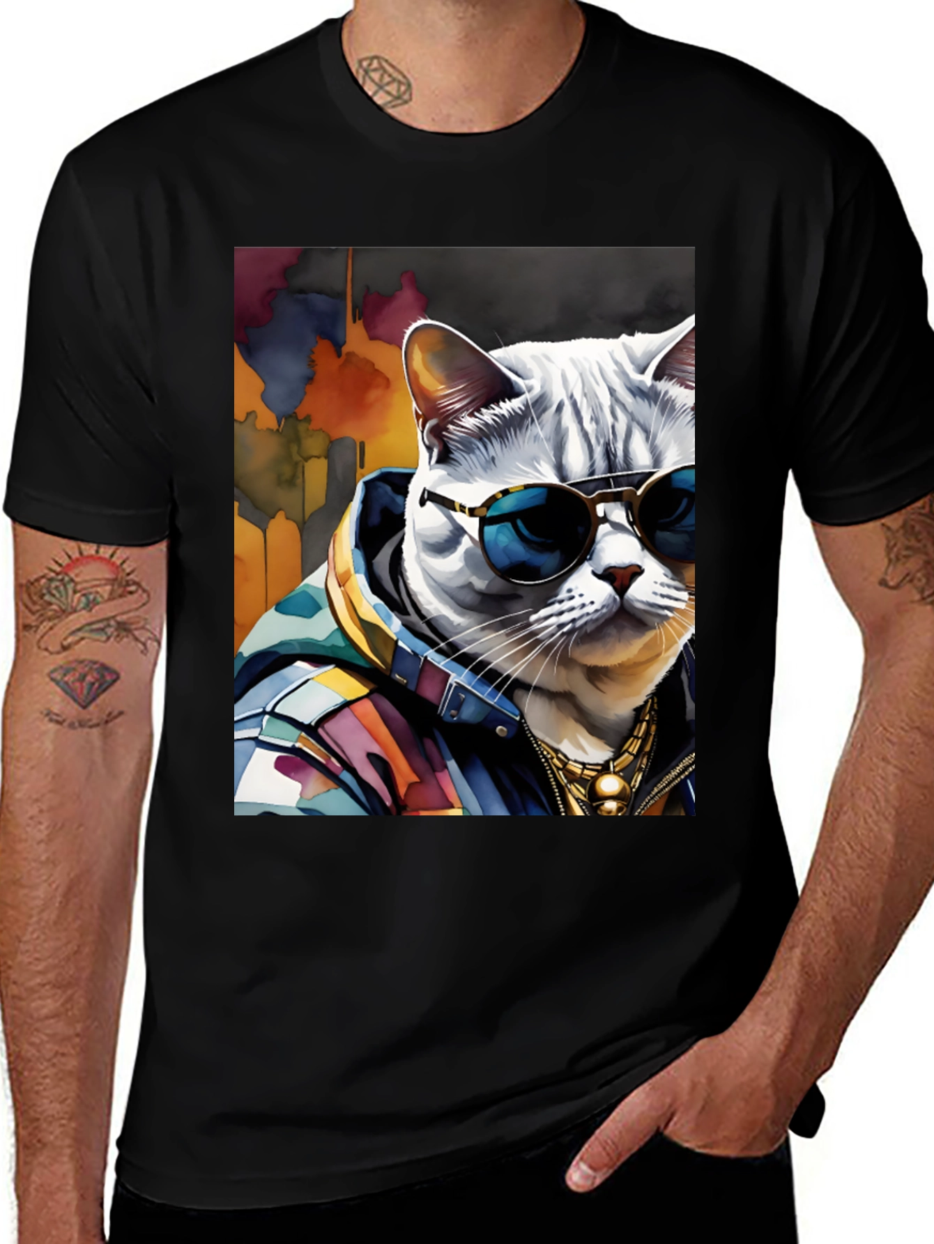 Variant 29 of Cool Cat Graphic Tee - Urban Style