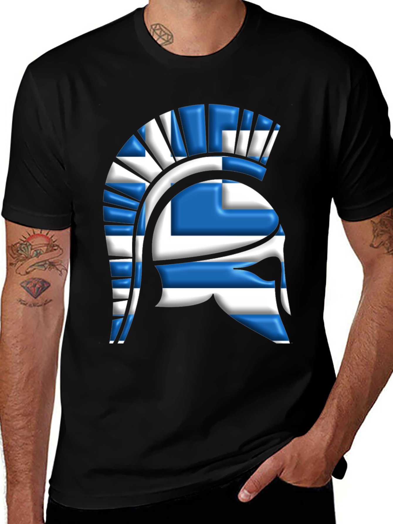 Greek Spartan Helmet Flag T-Shirt